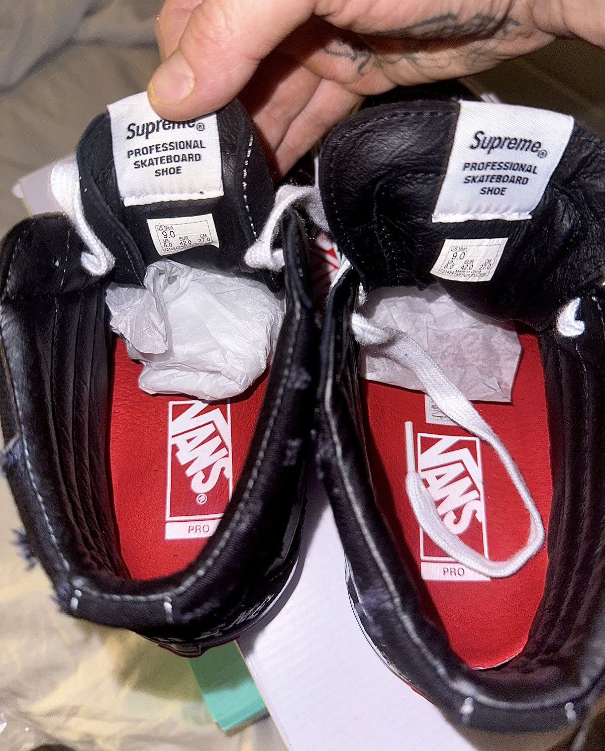 Supreme × Vans VANS X SUPREME “Sk8-Hi Reissue” Black Denim Shoes *Deadstock Size US 9 / EU 42 - 4 Thumbnail