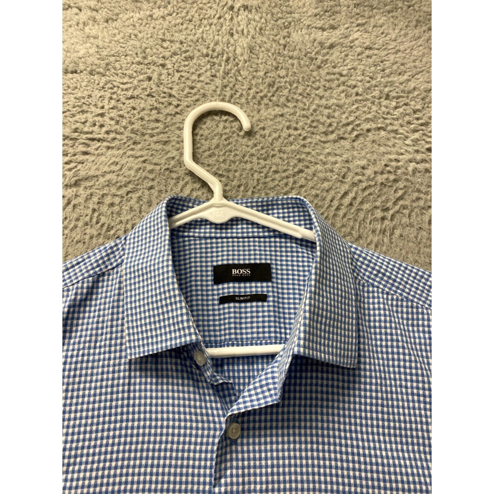 Hugo Boss Hugo Boss Dress Shirt Mens Size 16 Long Sleeve Blue Slim Fit Business Casual Formal Designer Size 42R - 3 Thumbnail