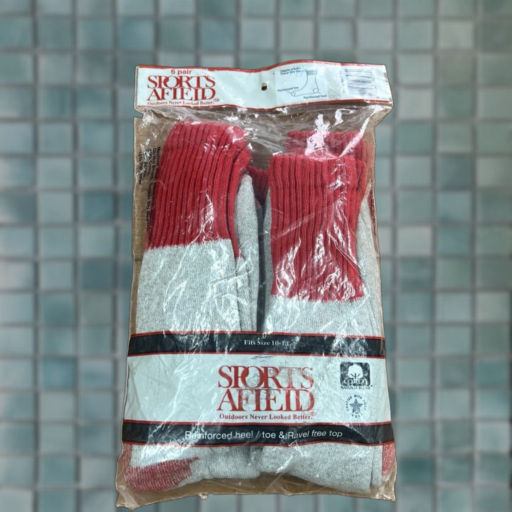 Vintage Sports Afield Sock Men’s 4 Pr Reinforced Toe & Heel Calf Eyes Mid Calf Grey/Red 10-13 Outdoor Socks Mens Shoes? Size ONE SIZE - 1 Thumbnail