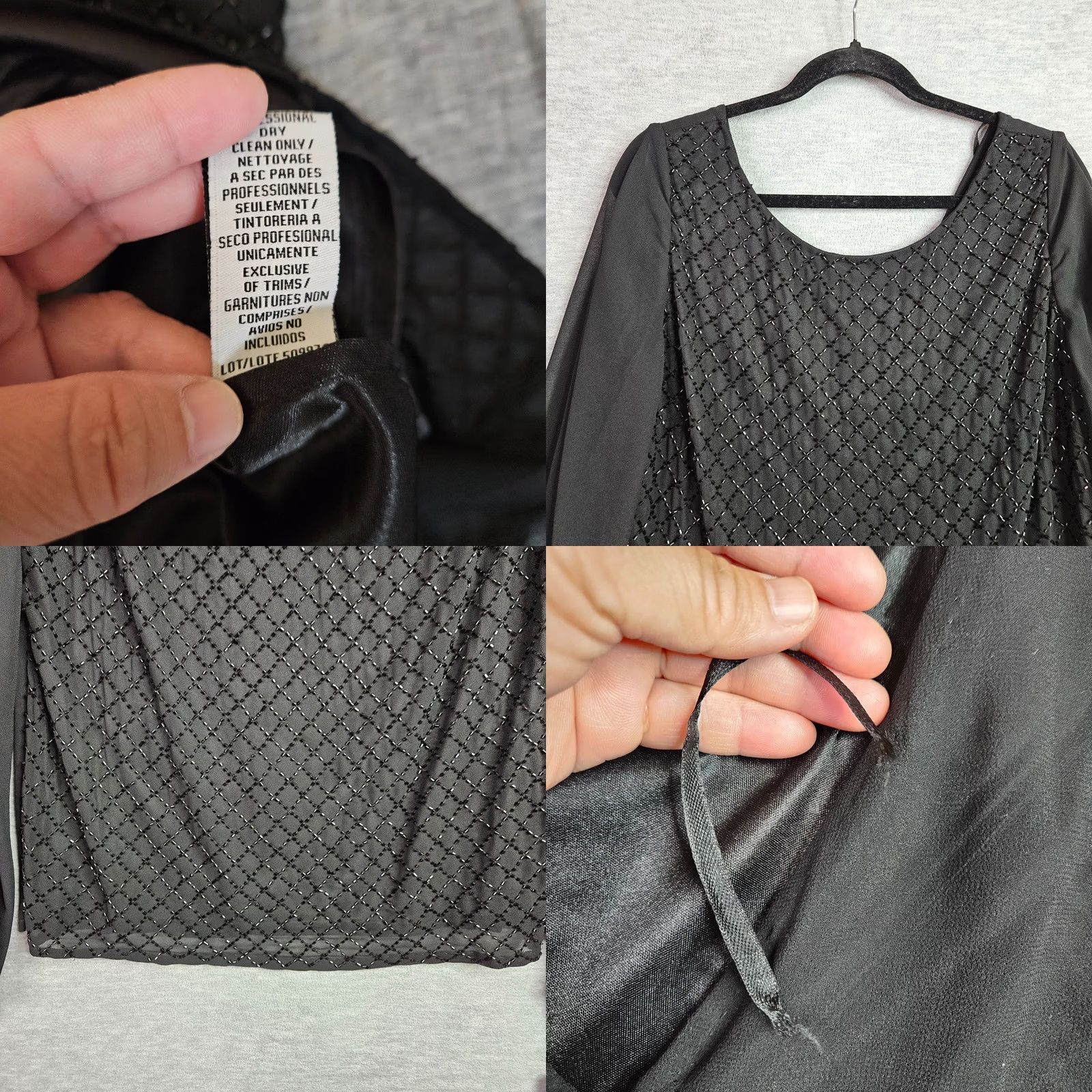 Vintage JS Collection Women Beaded Sheer Sleeve Blouse Black Evening Top Size 14 Shirt Top Size XL / US 12-14 / IT 48-50 - 8 Thumbnail