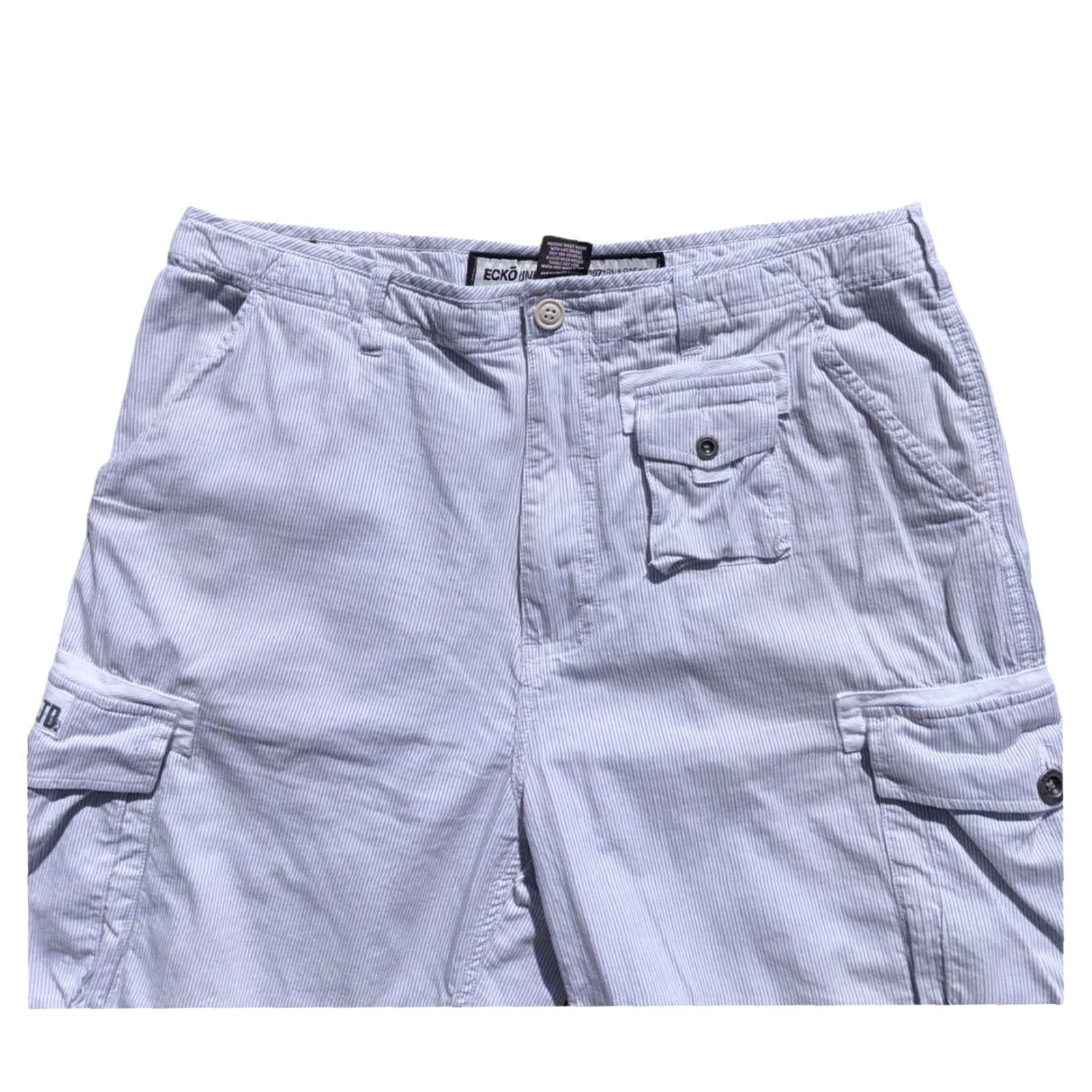 Ecko Unltd. VINTAGE Marc Ecko Unltd Grey Pinstripe Cargo Shorts Size 36 RARE Mens Regular 36 Gray Cargo Size US 36 / EU 52 - 3 Thumbnail