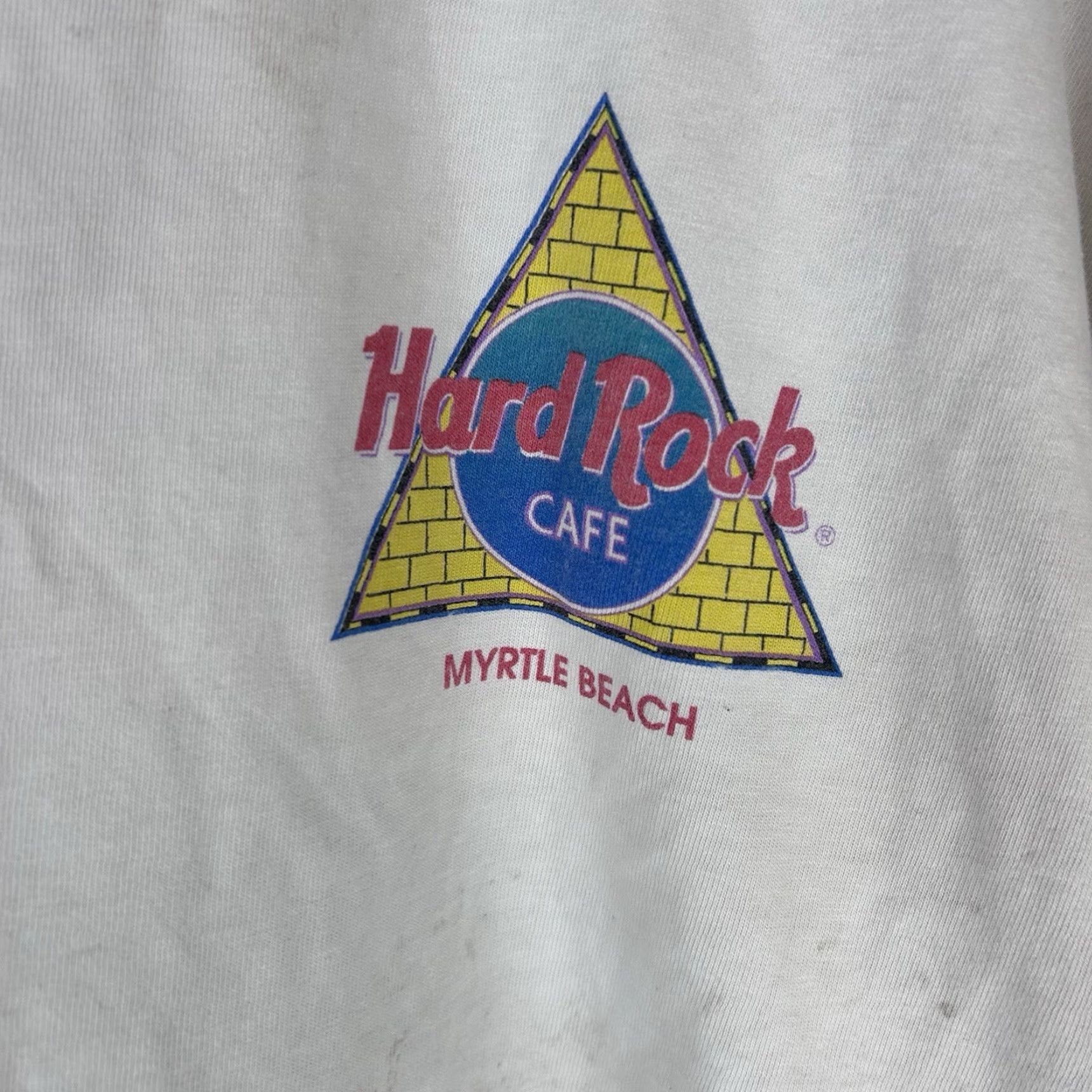 Hard Rock Cafe VINTAGE Hard Rock Cafe Shirt XL White Mens Thrashed Myrtle Beach Shirt Size US XL / EU 56 / 4 - 3 Thumbnail