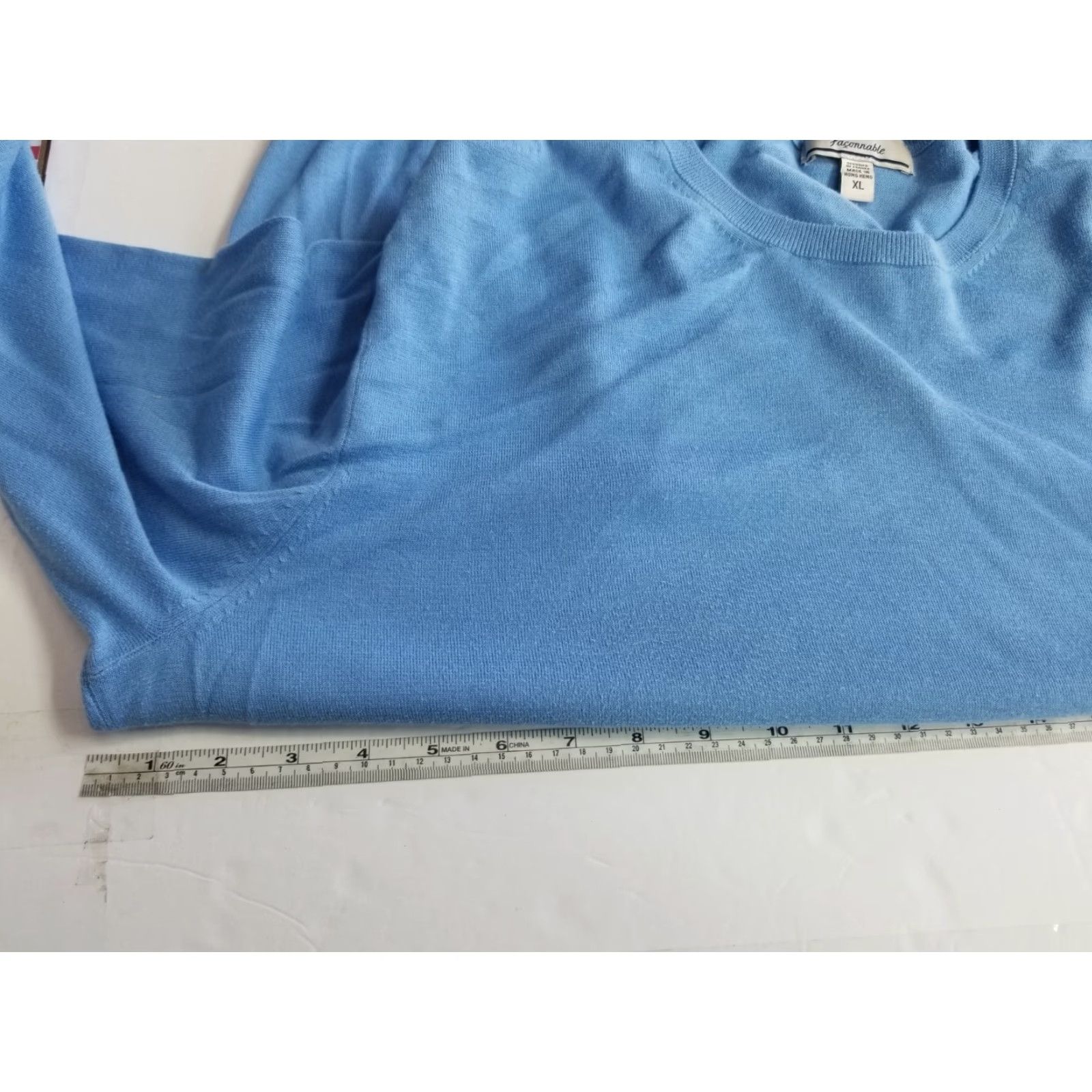 Faconnable Façonnable Sweater Mens XL Blue Long Sleeve Crew Neck Cotton Knit Pullover Casual Workwear Travel Size US XL / EU 56 / 4 - 3 Thumbnail