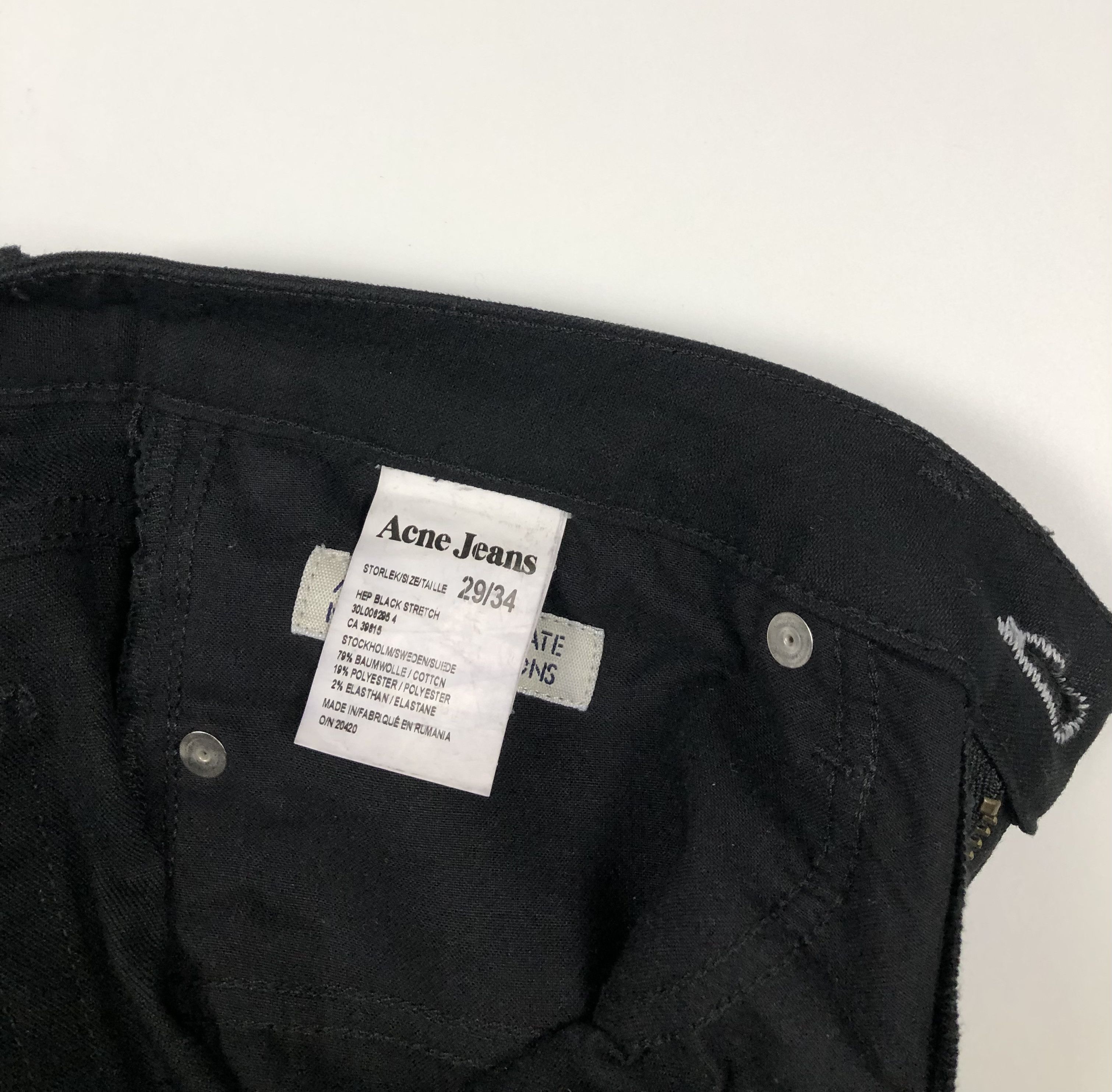 Acne Studios Acne Jeans Hep Black Stretch Stockholm Sweden Suede Size 29" - 8 Thumbnail