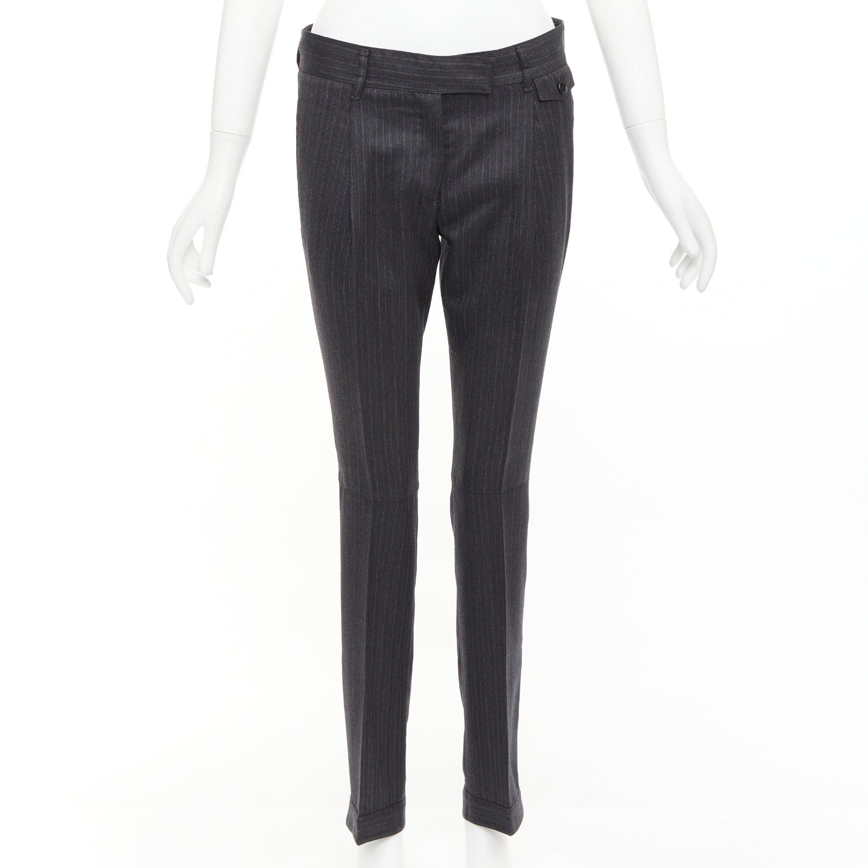 Prada PRADA 2006 100% wool grey pinstripe pleated cuffed pants IT38 XS Size 26" / US 2 / IT 38 - 1 Thumbnail