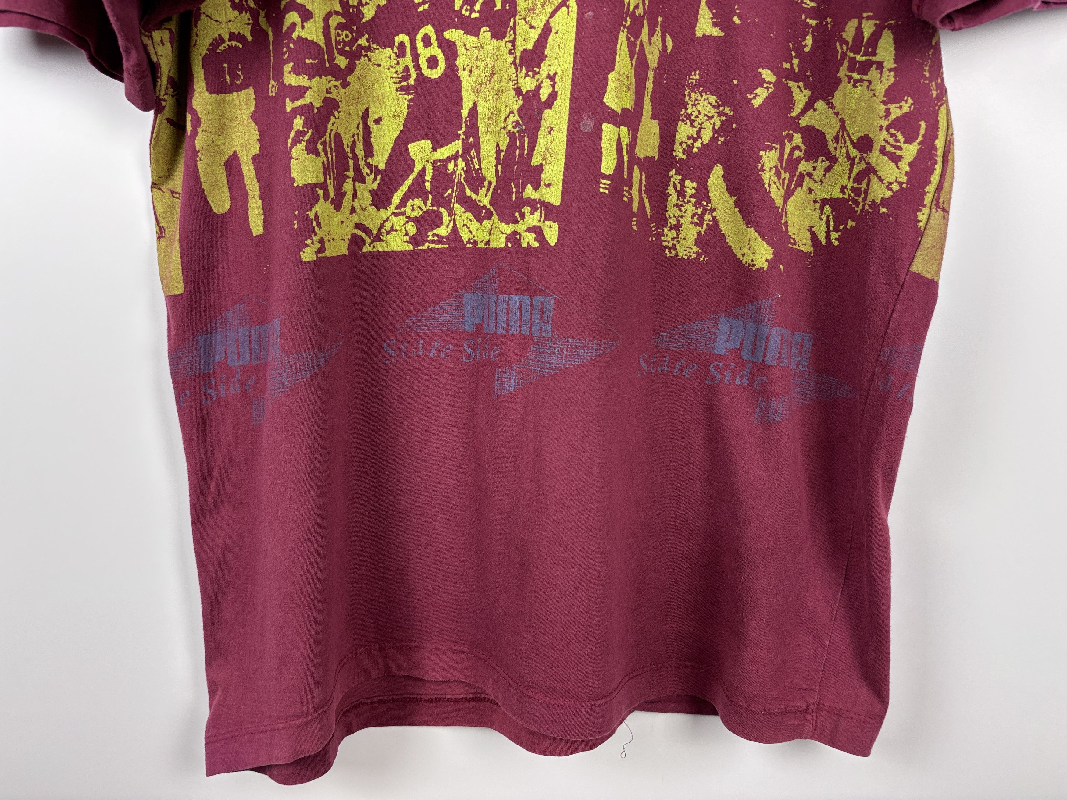 Puma × Vintage Vintage 80s Puma State Side T-Shirt Burgundy Mens Size ~L Size US L / EU 52-54 / 3 - 3 Thumbnail