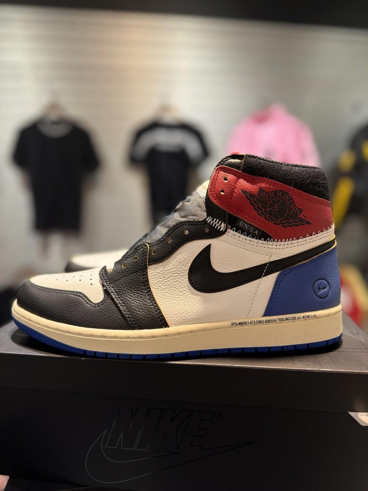 Jordan Brand Air Jordan 1 x Union x Fragment Black and Varsity Red (12.5) Size US 12.5 / EU 45-46 - 3 Thumbnail