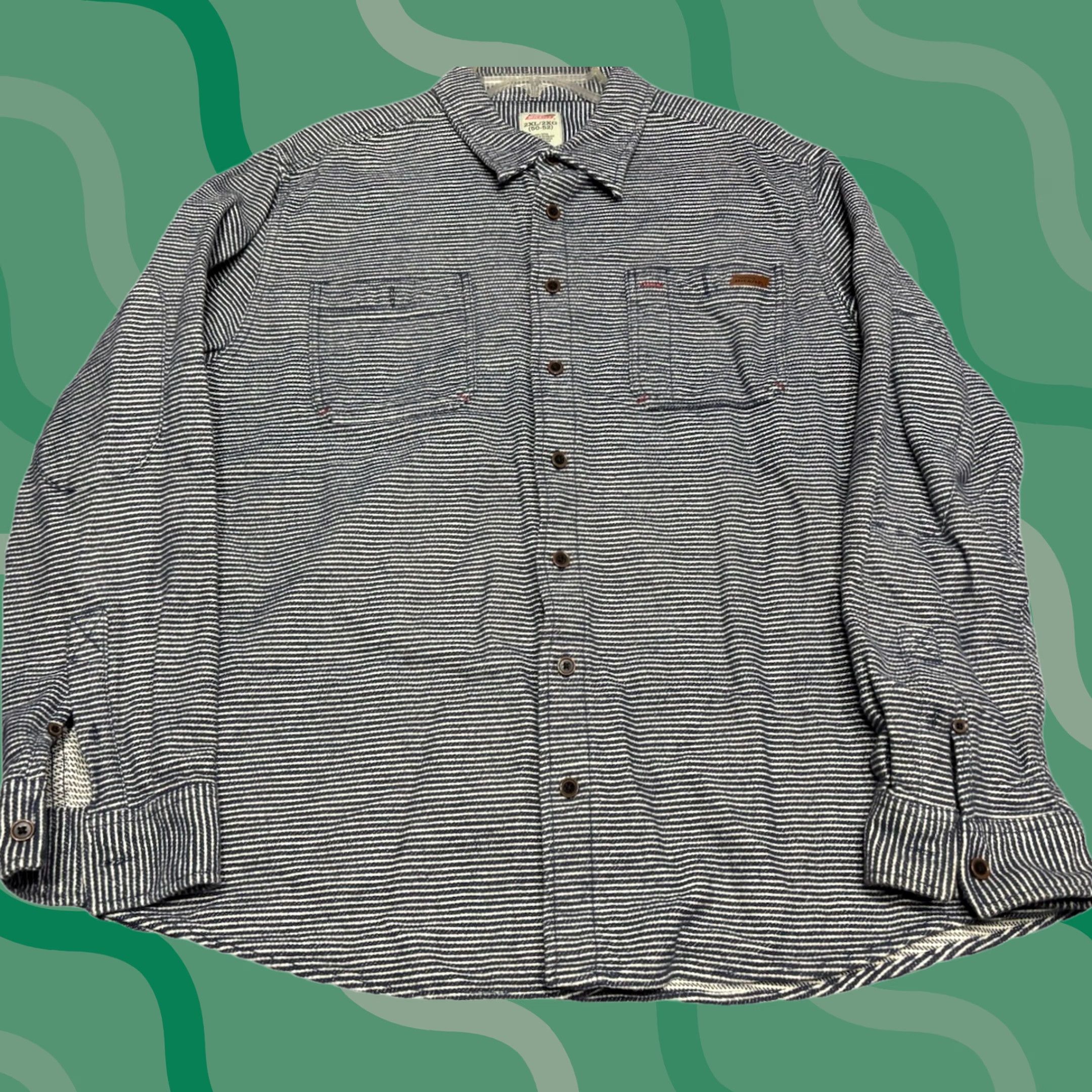Dickies Dickies Mens Long Sleeve Work Shirt XXL Blue White Striped Flannel Button Up H3 Size US XXL / EU 58 / 5 - 1 Thumbnail