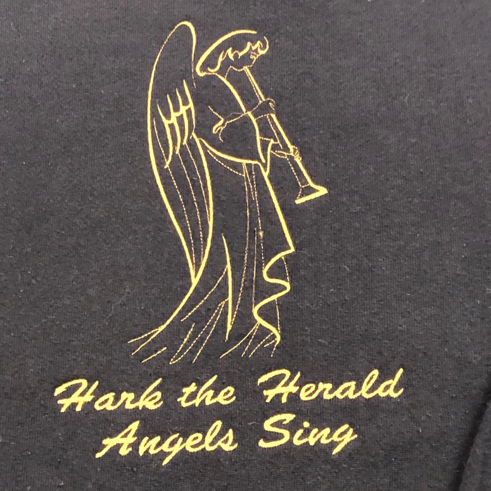Tultex Vintage 90s Hark the Herald Christmas Sweatshirt Black Gold XL Stitched Tultex Graphic Print Pullover Long Sleeve Crew Neck Sweater Size US XL / EU 56 / 4 - 2 Thumbnail
