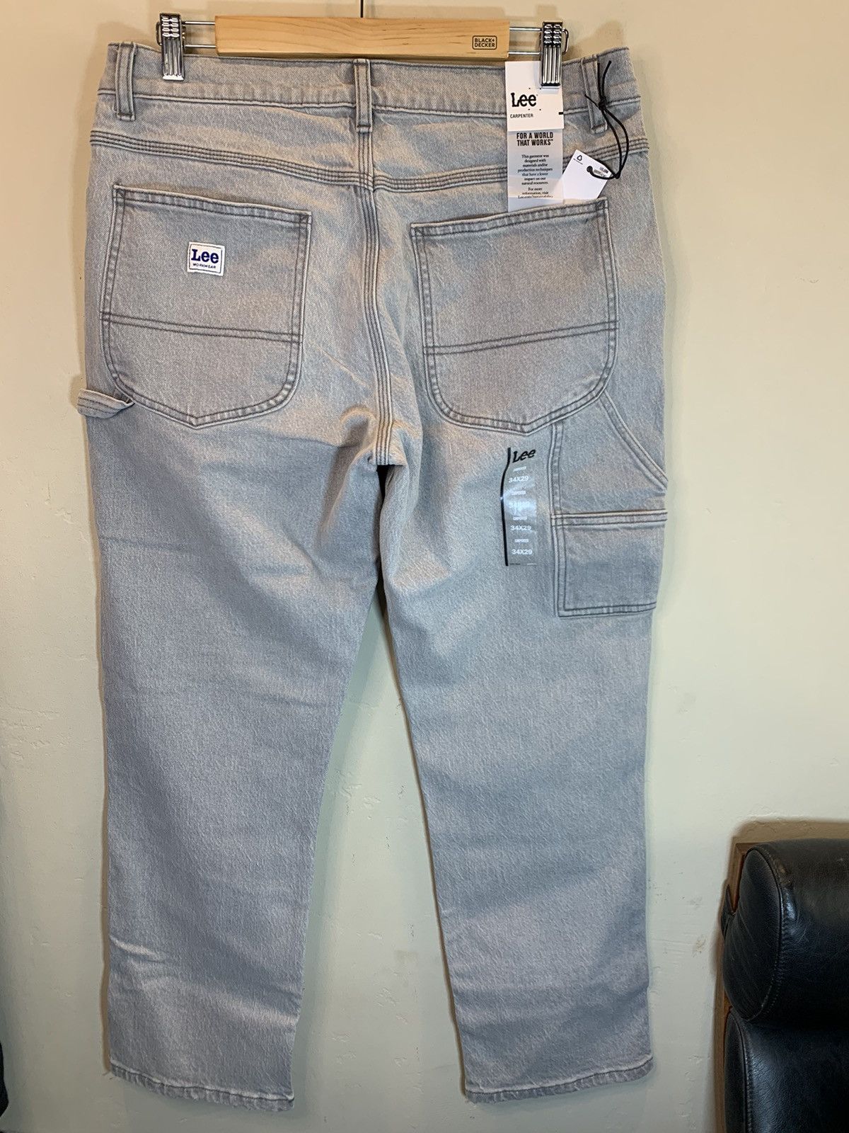 Designer × Lee *RARE* New Lee Double-Knee 2-Tone Carpenter Denim Jeans Size US 34 / EU 50 - 2 Thumbnail