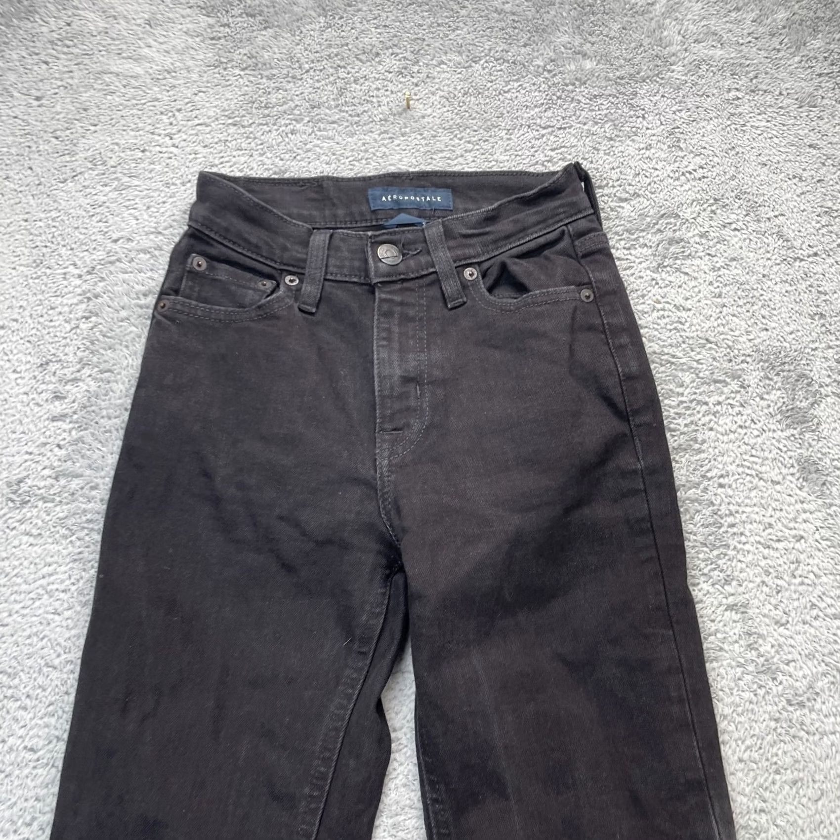 Vintage VINTAGE Aeropostale Jeans Womens 00 Black Flared Leg Denim High Rise Stretch Bootcut Shirt? Size 42" / US 20 - 5 Thumbnail