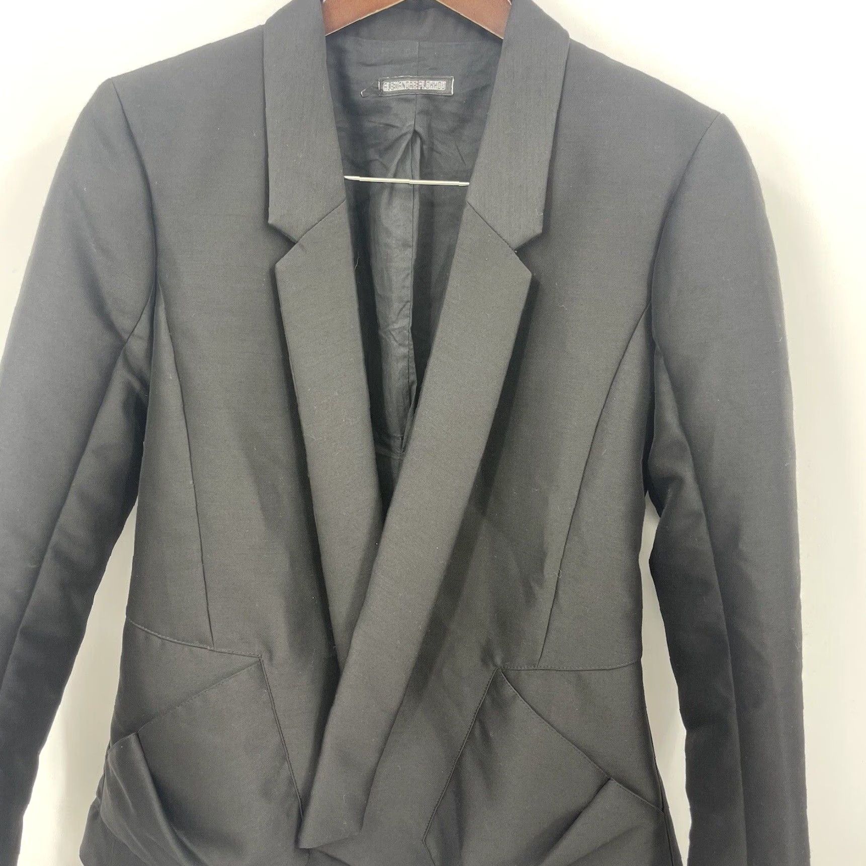 Vintage VINTAGE Alexandre Plokhov Blazer Women’s Medium Black Wool Blend Formal Suit Jacket Mens Style Elegant Designer 2010s Size S / US 4 / IT 40 - 2 Thumbnail
