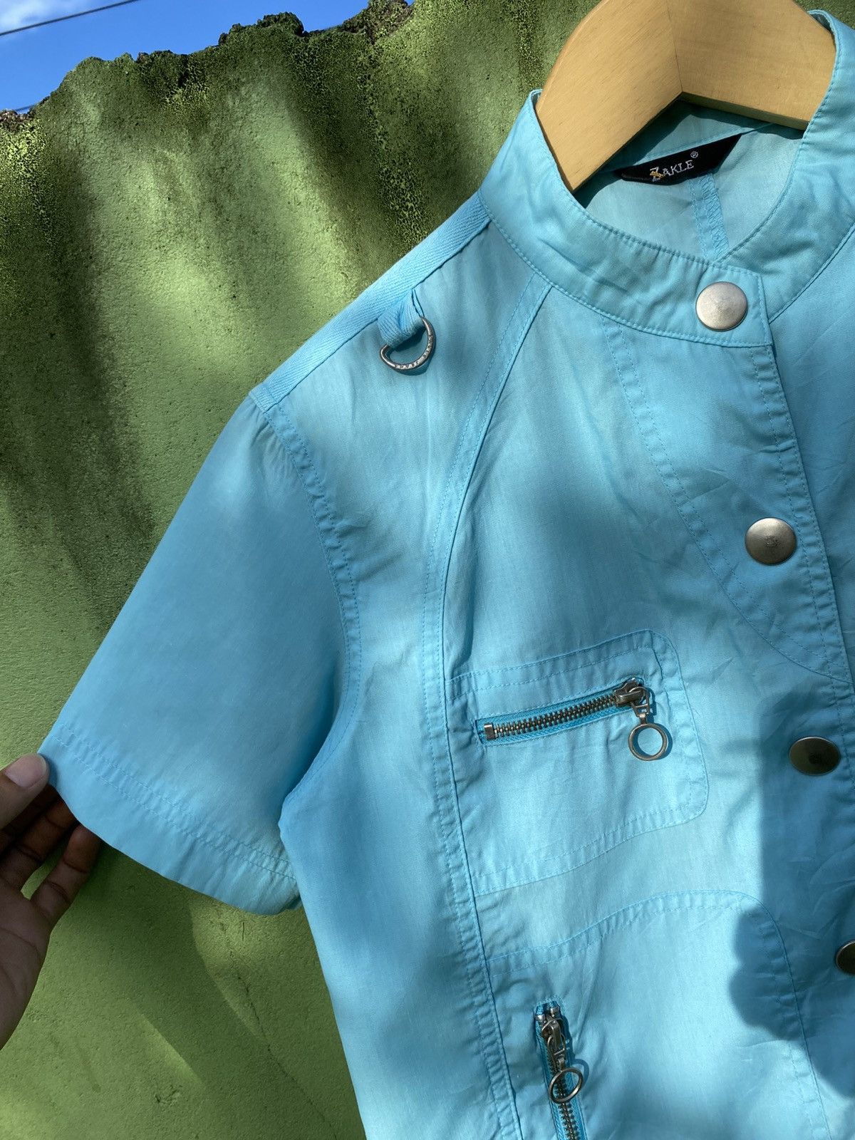 Japanese Brand Zakle Vintage Turquoise Utility Zip Shirt Archive Style 90s Size US M / EU 48-50 / 2 - 3 Thumbnail