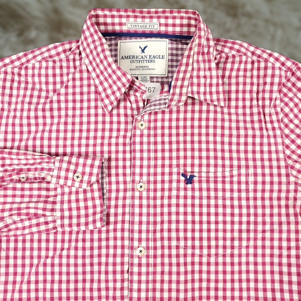 American Eagle Outfitters American Eagle Outfitters Shirt Men L Red Check Long Sleeve Cotton Button-Up Casual Size US L / EU 52-54 / 3 - 1 Thumbnail