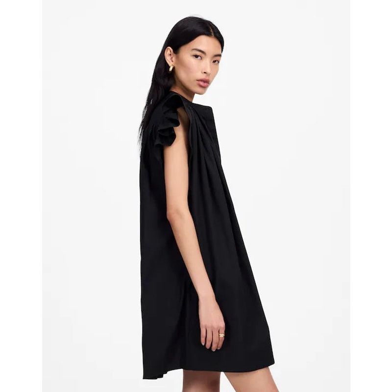 Madewell NWT Madewell Flutter Sleeve Button-Front Dress Black Small Size S / US 4 / IT 40 - 2 Thumbnail