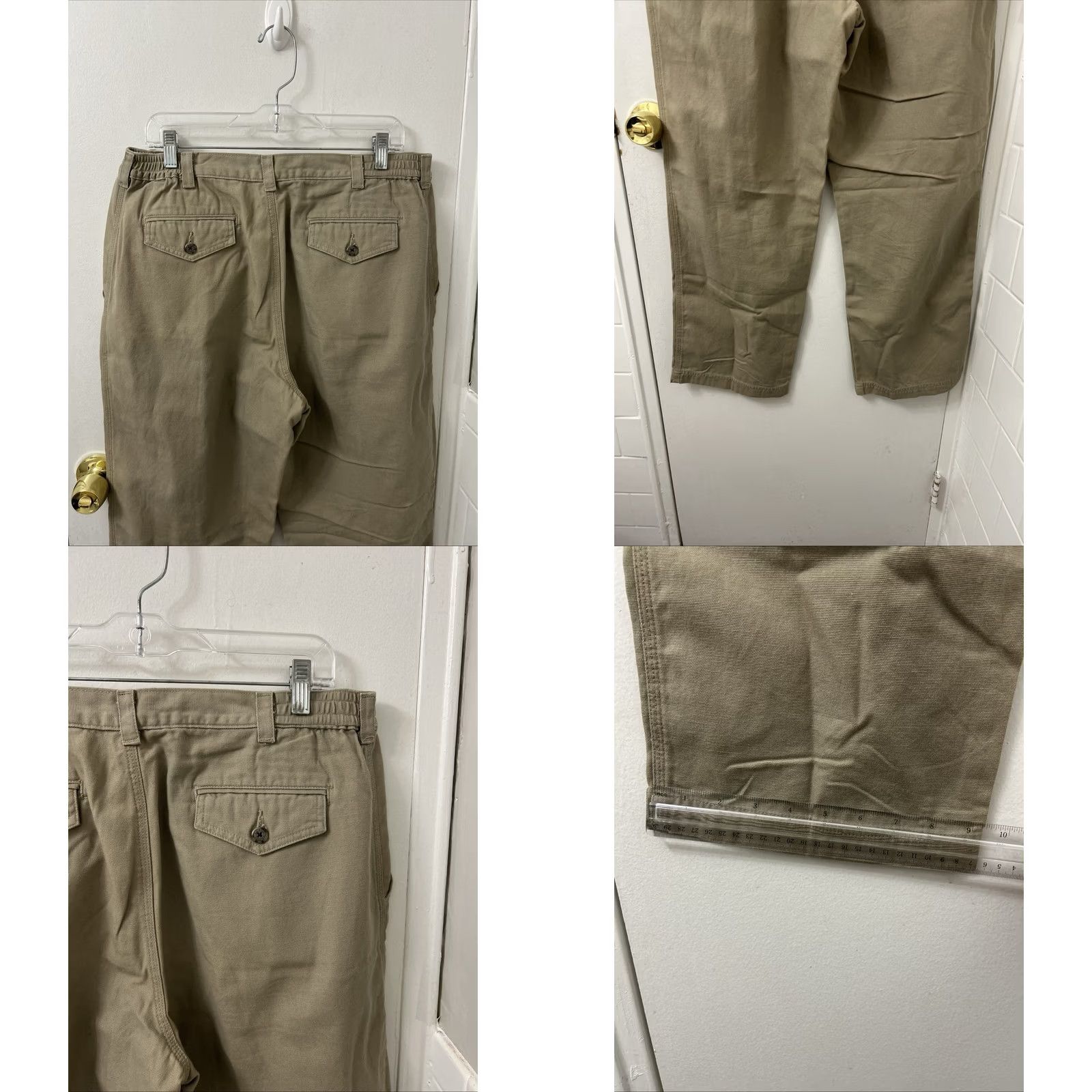 Vintage VINTAGE L.L. Bean Pathfinder Pants Mens 34x28 Khaki Tan Canvas Straight Leg YKK Zip Fly Button Closure casual workwear 5-Pocket Mens Regular Beige Size US 34 / EU 50 - 8 Thumbnail