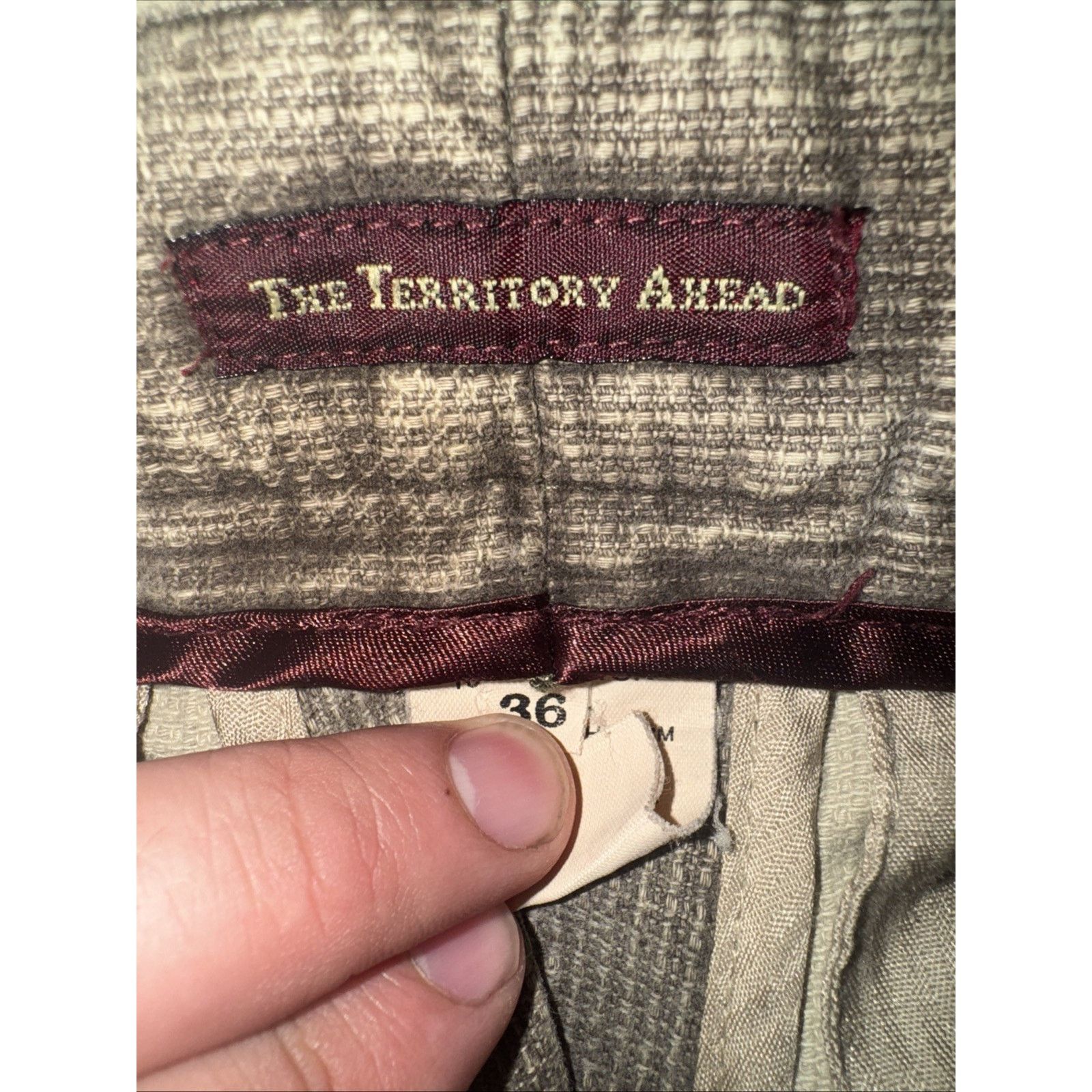 The Territory Ahead The Territory Ahead Olive Textured Cotton Pants Relaxed Fit Size US 36 / EU 52 - 5 Thumbnail