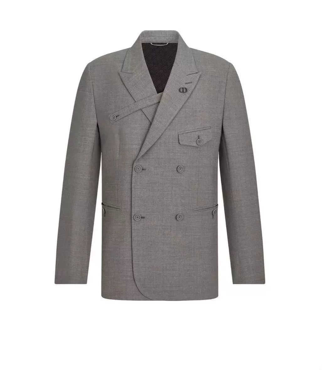 Dior Dior Gray Double Breasted Suit Jacket Size US M / EU 48-50 / 2 - 3 Thumbnail