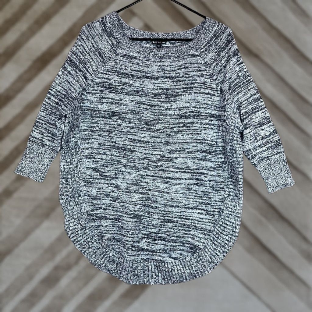 Express Express Womens Sweater Gray Boat Neck 3/4 Sleeve Knit Wool Mohair Blend Tunic S Size S / US 4 / IT 40 - 1 Thumbnail