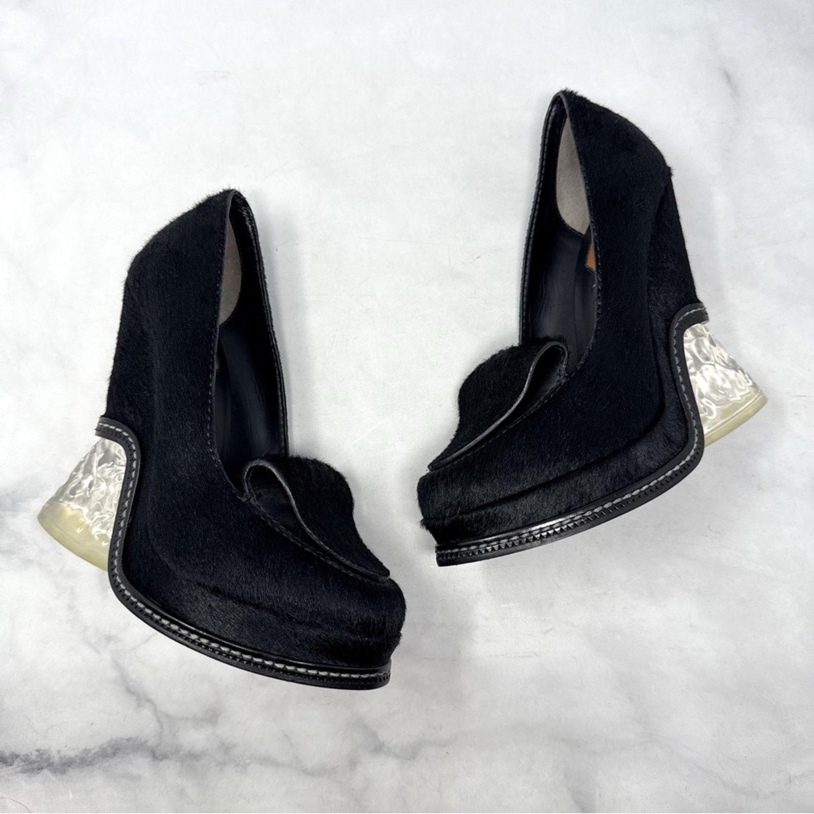 Fendi FENDI Ice Heel Calf Hair Leather Platform Wedge Pump Gothic Size US 6 / IT 36 - 4 Thumbnail