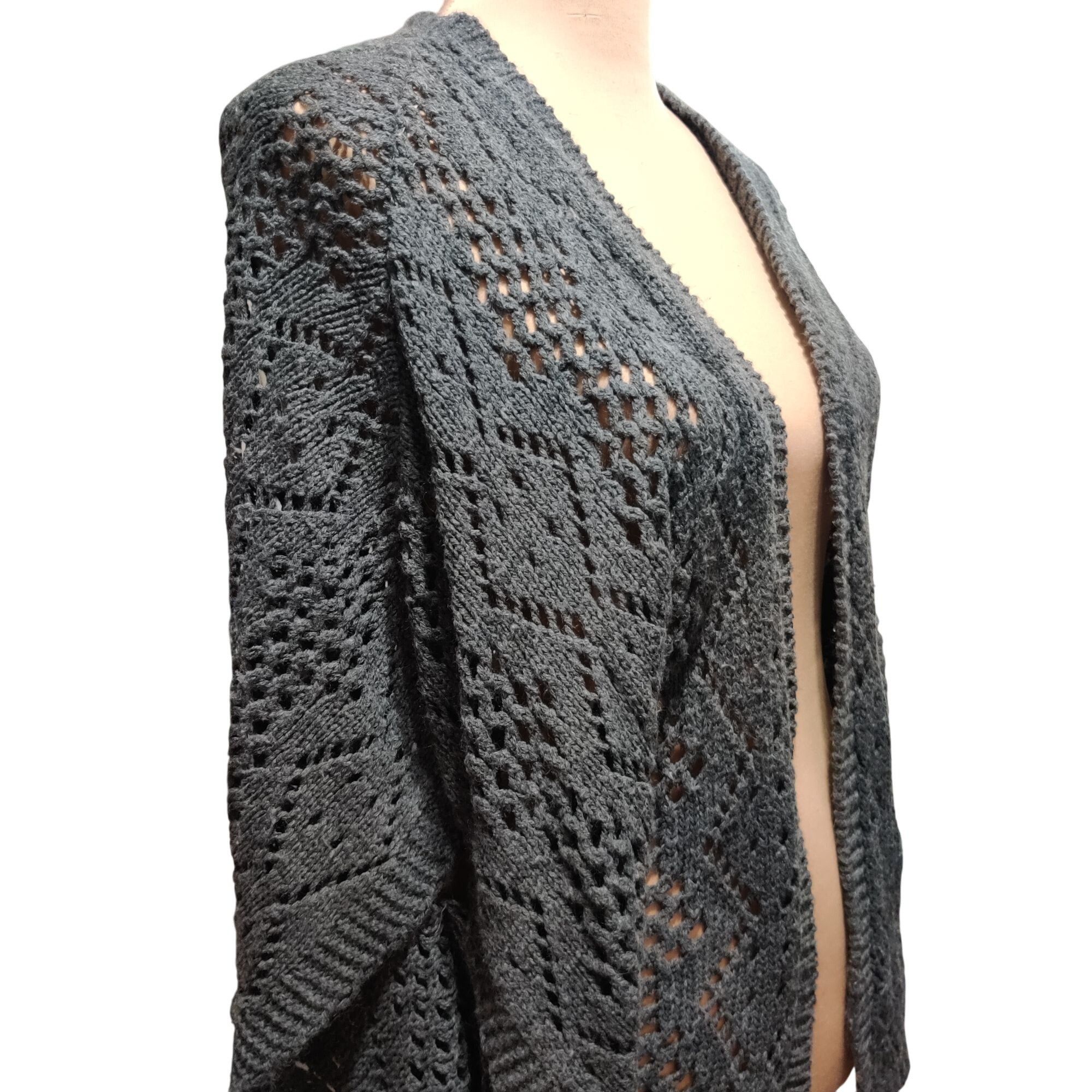 Other Say What One Size Charcoal Gray Open Knit Cardigan Cottageco Size ONE SIZE - 2 Thumbnail