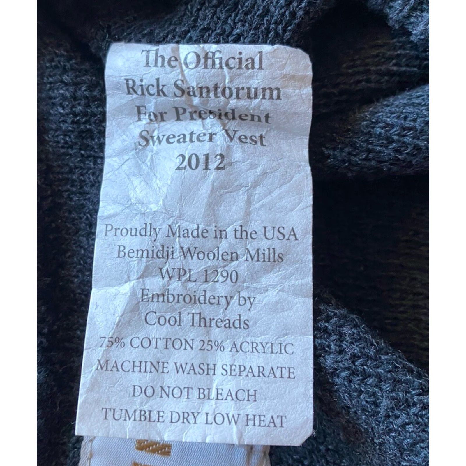 Vintage Bemidji Rick Santorum Official Sweater Vest Men’s 2XL Gray Made In USA vest Mens 2XL Gray Bemidji Sweater Vest Official Rick Santorum Size US XXL / EU 58 / 5 - 7 Thumbnail