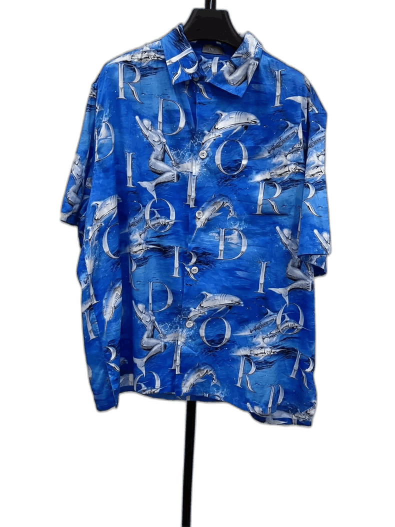 Dior Dior Short Sleeve Shirt with Dolphin Print Size US M / EU 48-50 / 2 - 1 Thumbnail
