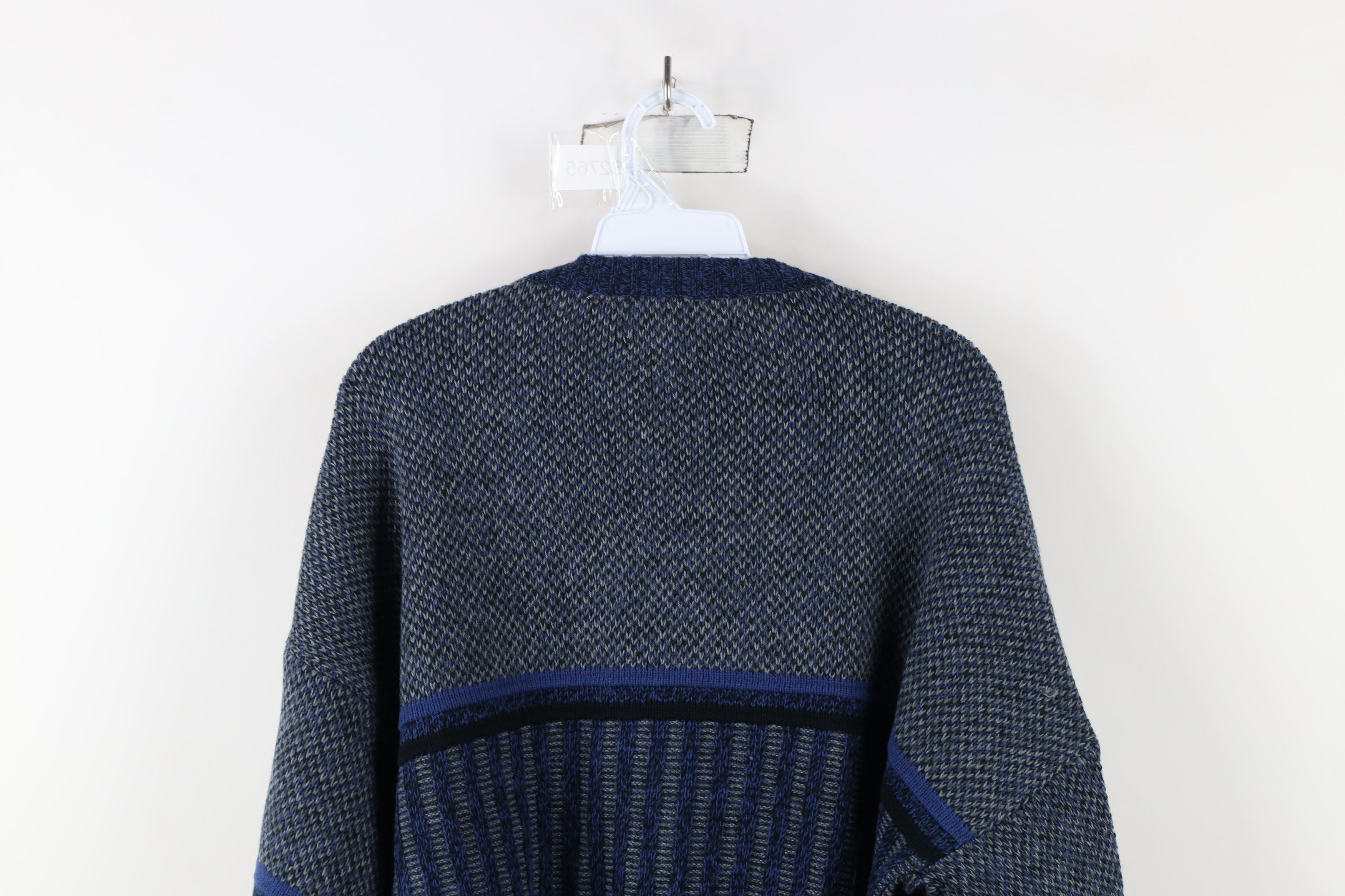 Vintage Vintage 90s Streetwear Block Ribbed Knit Crewneck Sweater Size US L / EU 52-54 / 3 - 7 Thumbnail