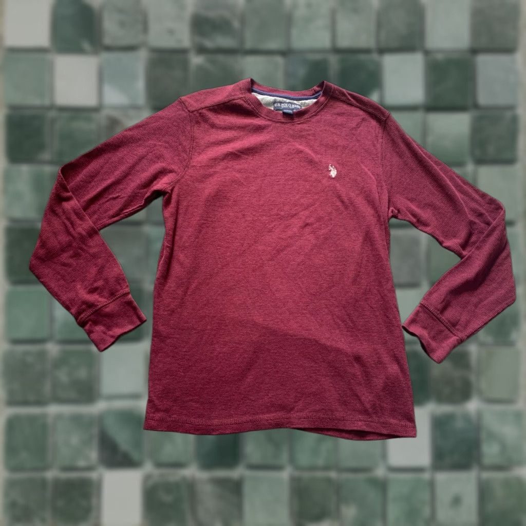 Vintage U.S. Polo Assn Long Sleeve Mens Shirt L Maroon Dress Shirt Cotton Blend Buttoned Collared Regular Fit Logo - Red Size US L / EU 52-54 / 3 - 1 Thumbnail