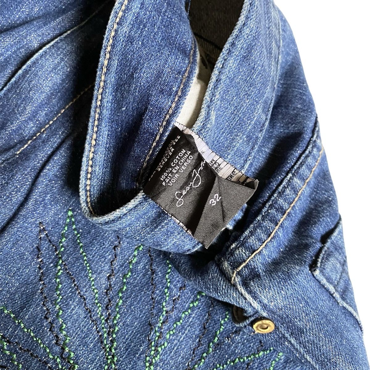 Sean John × Vintage Y2K Sean John Marijuana Embroidered Jeans Size US 32 / EU 48 - 3 Thumbnail