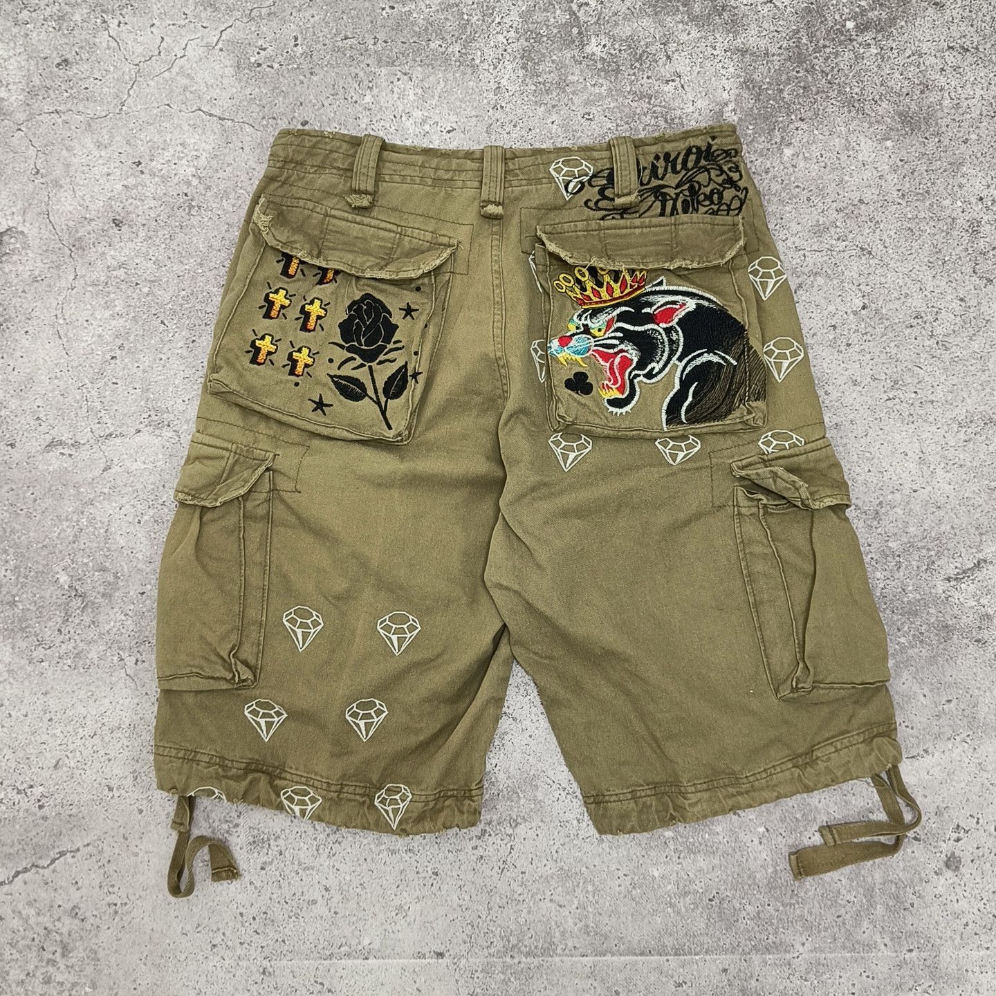 Ed Hardy × Japanese Brand × Vintage Shiroi Neko Japanese Shorts like Ed Hardy Size US 31 - 1 Thumbnail