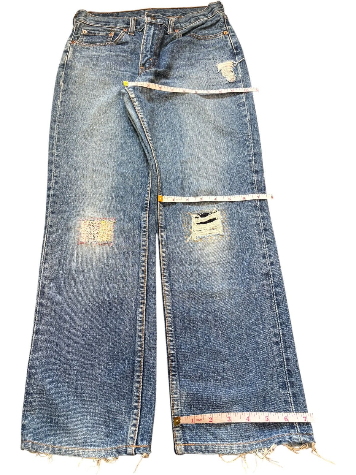 Levi's Vintage 90s Levis 505 Patches Distressed Jeans Size 27" / US 4 / IT 40 - 8 Thumbnail