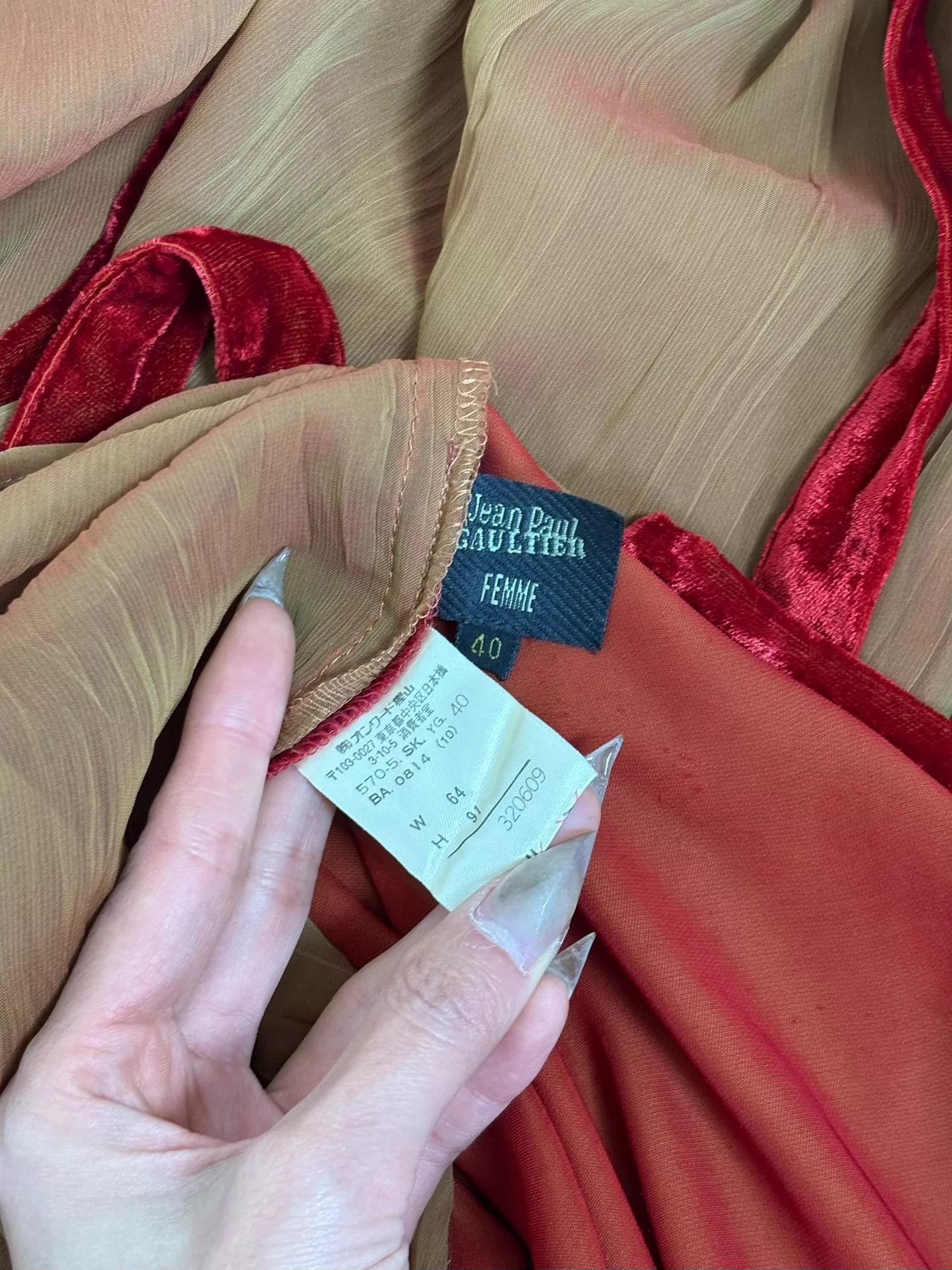 Jean Paul Gaultier Jean Paul Gaultier Vintage Red Velvet High Slit Wrap Skirt40 Size 27" / US 4 / IT 40 - 7 Thumbnail