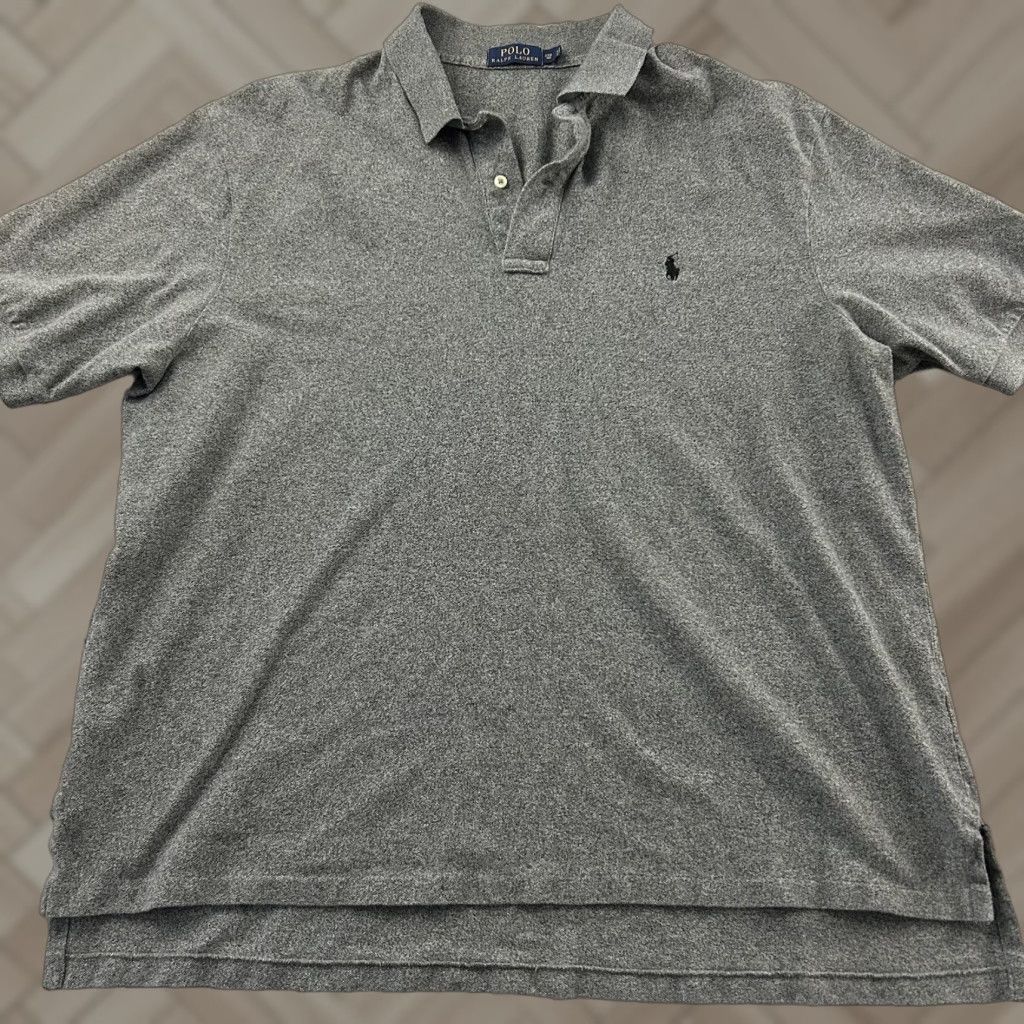 Polo Ralph Lauren Polo Ralph Lauren Short Sleeve Polo Shirt Mens 2X Big Gray Button-Up Cotton Solid 2X Big & Tall Size US XXL / EU 58 / 5 - 1 Thumbnail