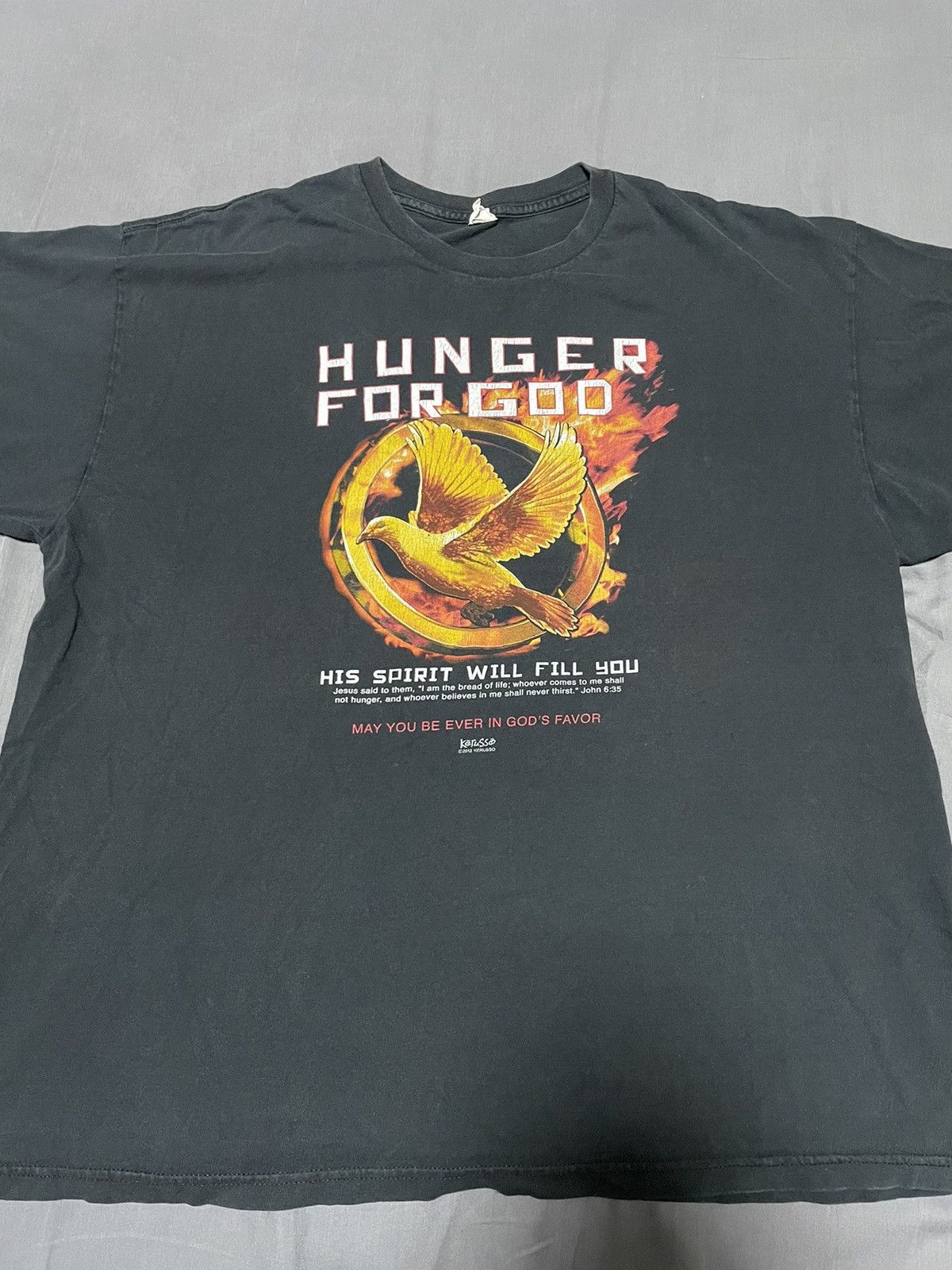 Vintage 🔥🕊️2012 “Hunger For God” Hunger Games Christian Parody Tee Size US XL / EU 56 / 4 - 2 Thumbnail