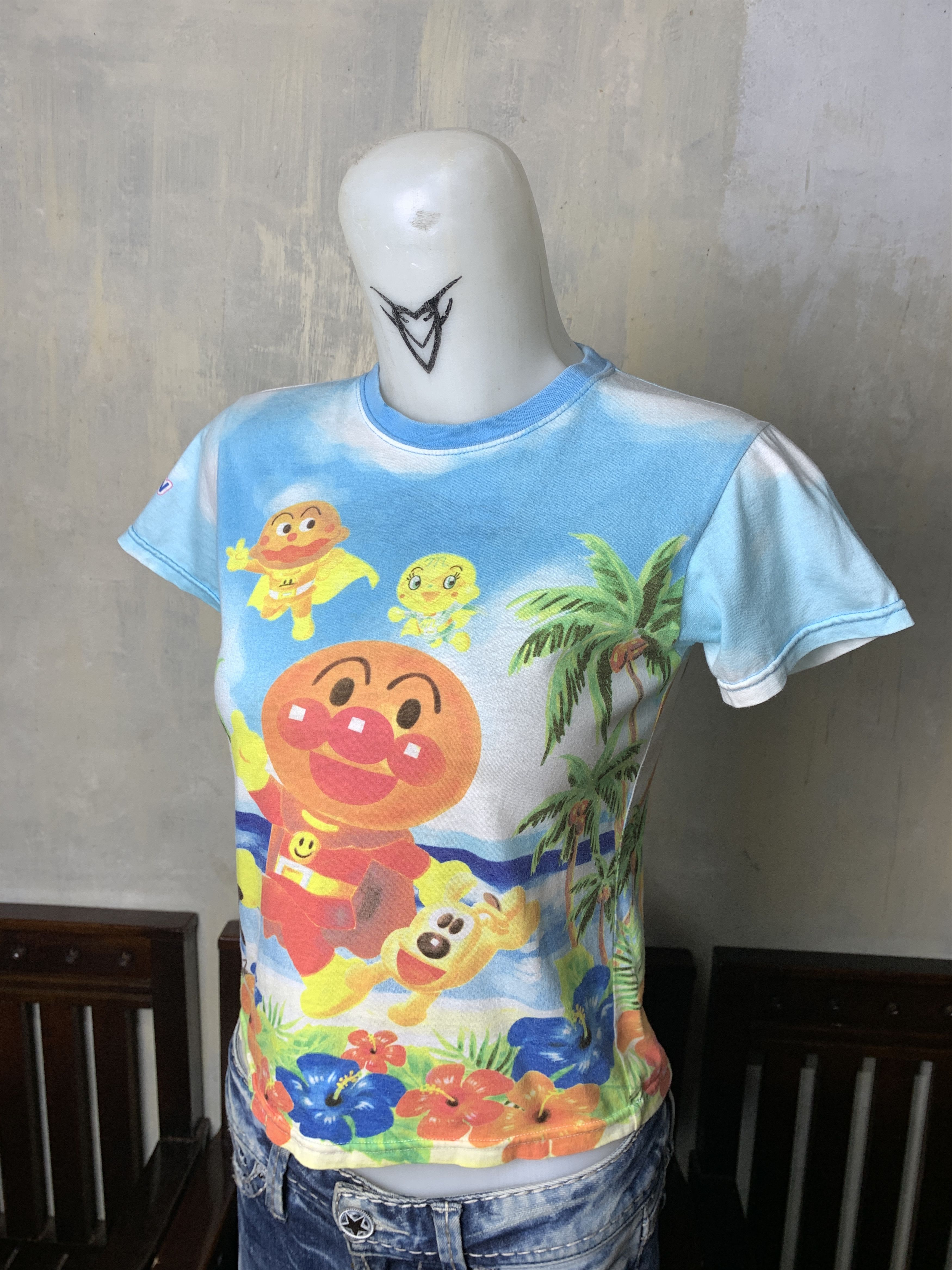 Anime 2000s Anpaman Anime Summer Graphic Baby Tee (S) Size S / US 4 / IT 40 - 2 Thumbnail