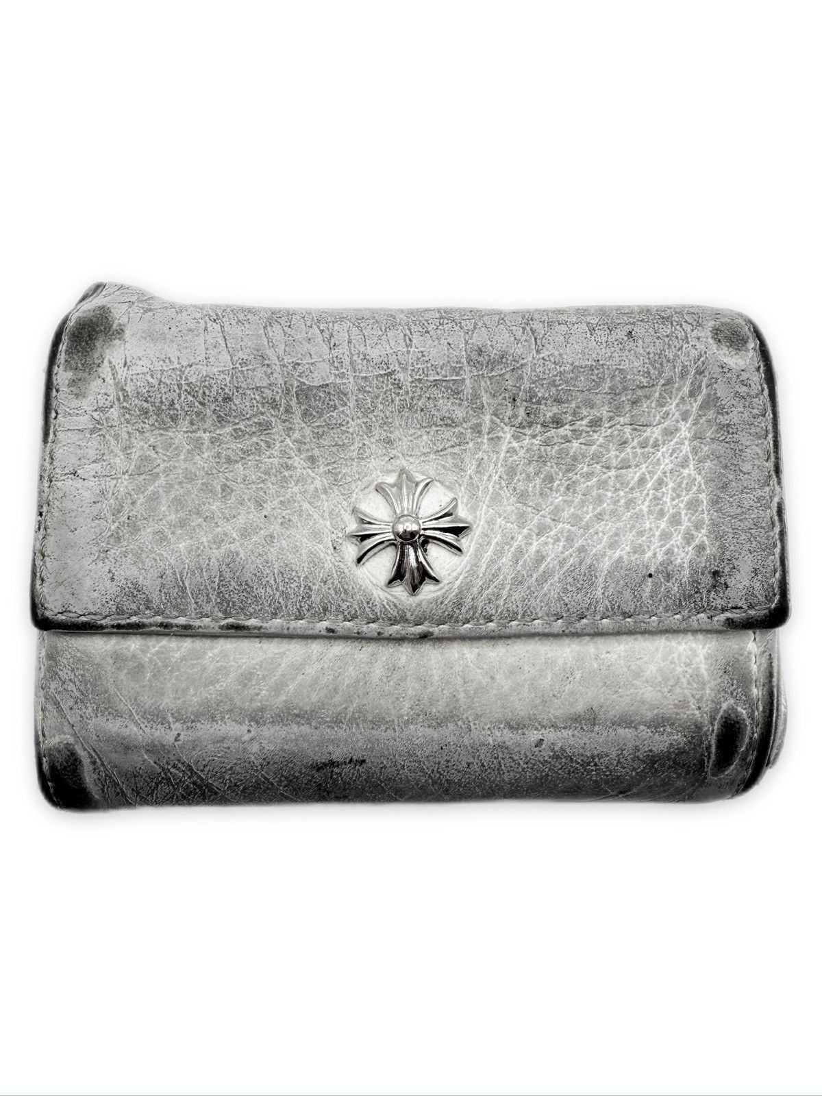 Chrome Hearts Chrome Hearts White Rhodium Tiny Plus Leather Bifold Wallet Size ONE SIZE - 1 Thumbnail