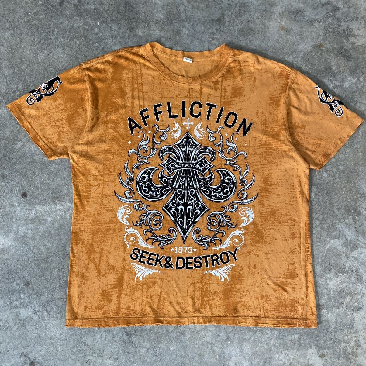 Affliction Vintage Y2K Affliction Seek & Destroy Dagger Distressed Tee Size US XXL / EU 58 / 5 - 2 Thumbnail