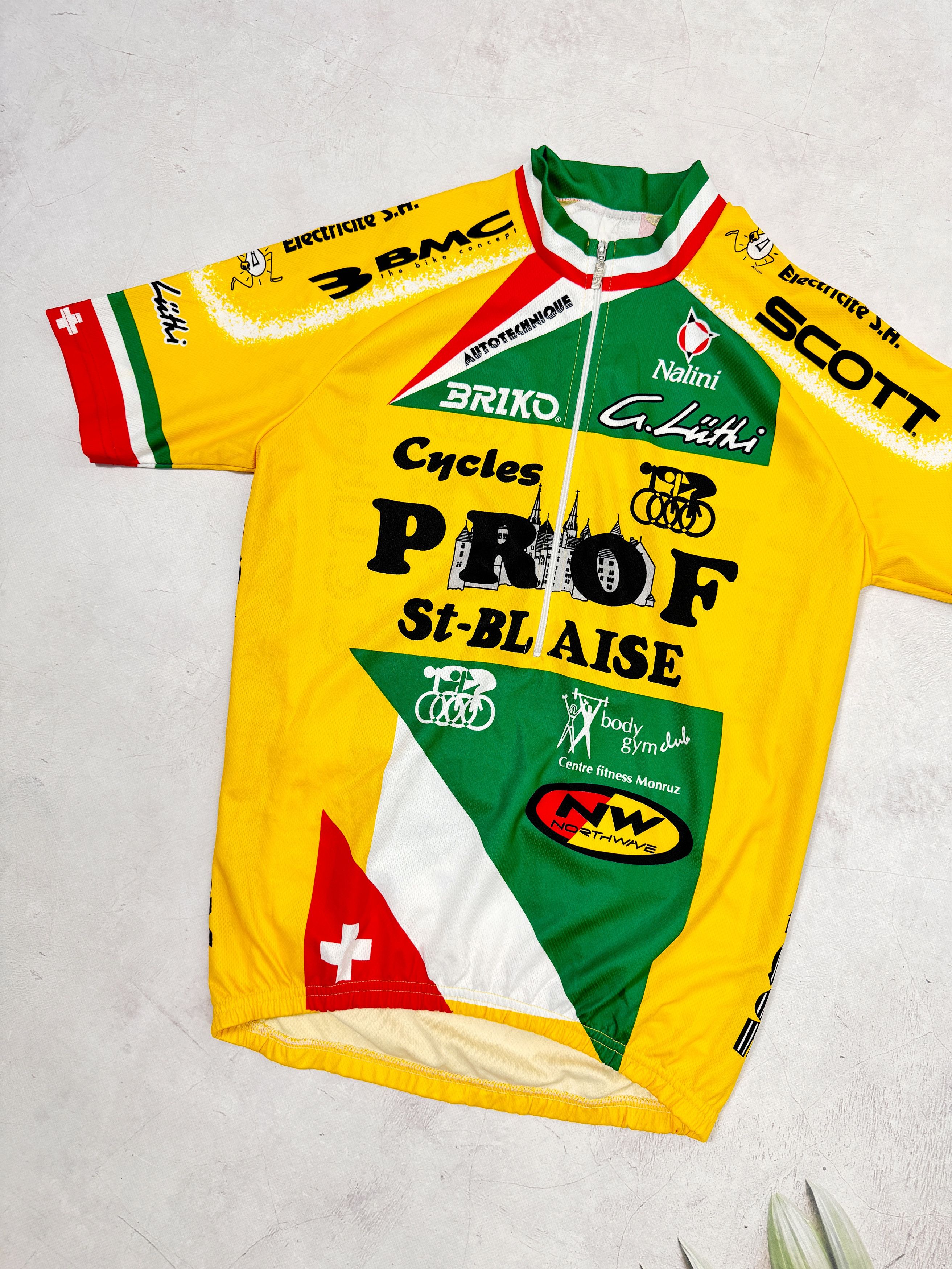 Vintage Vintage Nalini Cycling Jersey Prof St-Blaise Scott Swiss Size US M / EU 48-50 / 2 - 2 Thumbnail