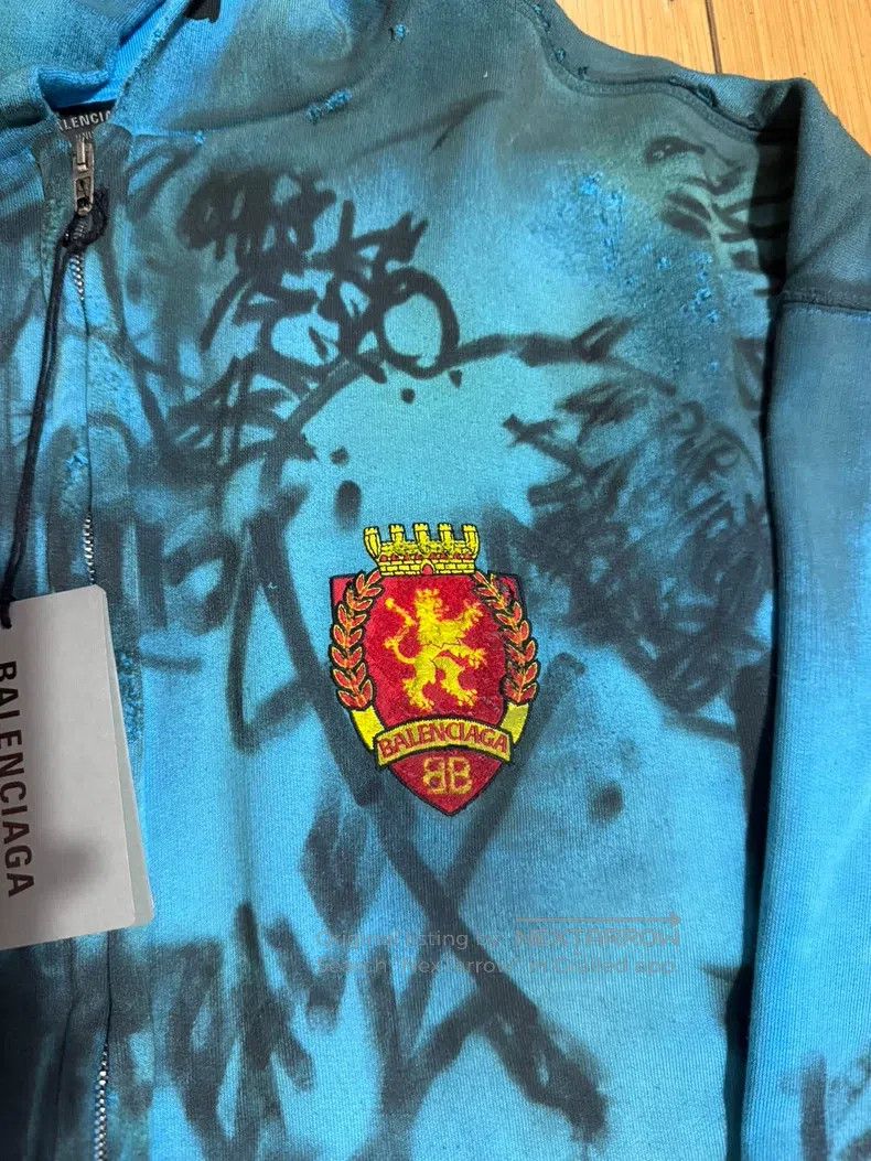 Balenciaga Balenciaga Blue Graffiti Mud-Dyed Jacket Size US M / EU 48-50 / 2 - 4 Thumbnail