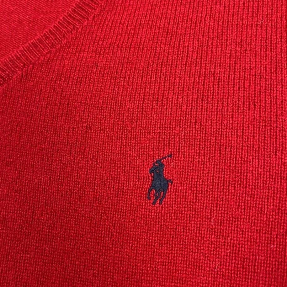 Polo Ralph Lauren Polo Ralph Lauren Sweater Mens XL V-Neck Lambs Wool Red Jumper Pullover Preppy Size US XL / EU 56 / 4 - 2 Thumbnail