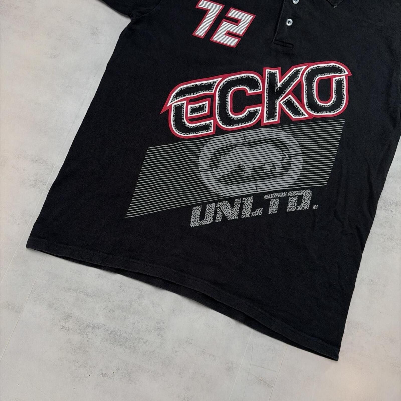 Ecko Unltd. Y2K Black Ecko Unltd Grunge Skater Polo Shirt Size US L / EU 52-54 / 3 - 4 Thumbnail