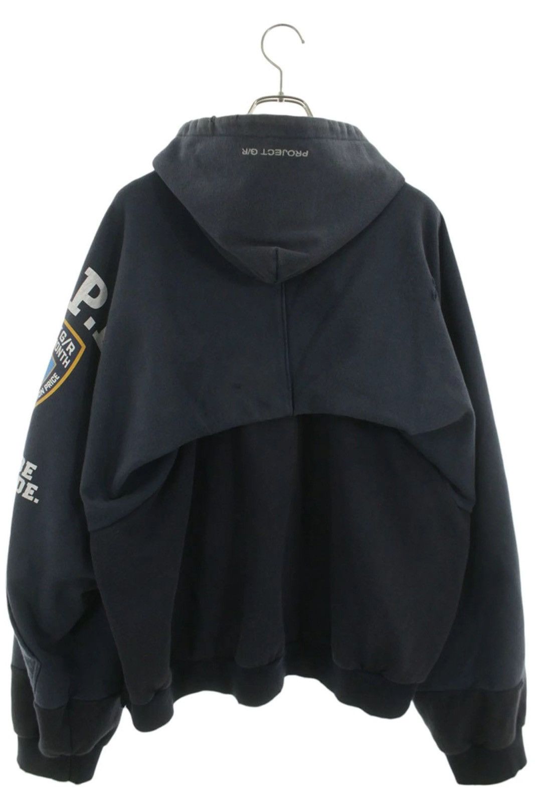 PROJECT G/R RECONSTRUCTED FOLDED ZIP HOODIE - NAVY size 3 Size US L / EU 52-54 / 3 - 2 Thumbnail