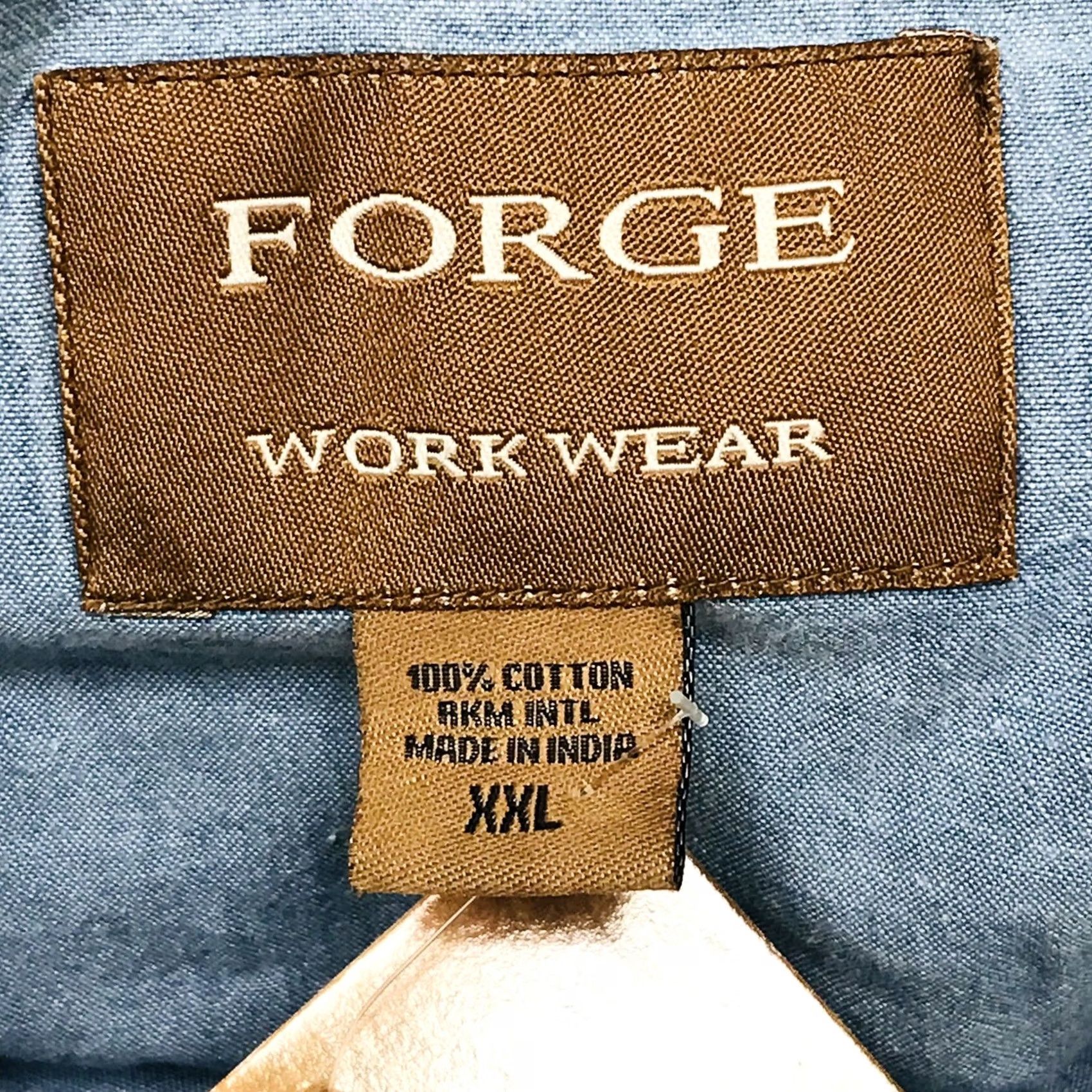 Doublet Forge Men Work Wear Button-Down Shirt XXL Blue 100% Cotton Long Sleeve Regular Shirt Men Workwear Vintage No N/A Size US XXL / EU 58 / 5 - 3 Thumbnail