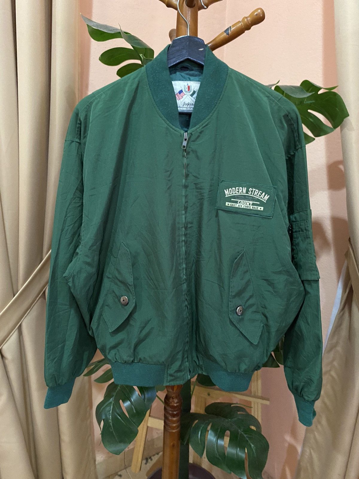 Other Vintage Modern Stream Green Bomber Jacket by Jolgura Company Size US L / EU 52-54 / 3 - 1 Thumbnail