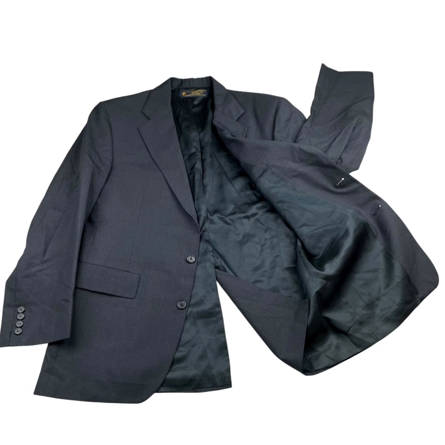 Brooks Brothers Brooks Brothers Men’s Blazer Blue Houndstooth 100% Wool 43S USA Two-Button Size 46R - 3 Thumbnail