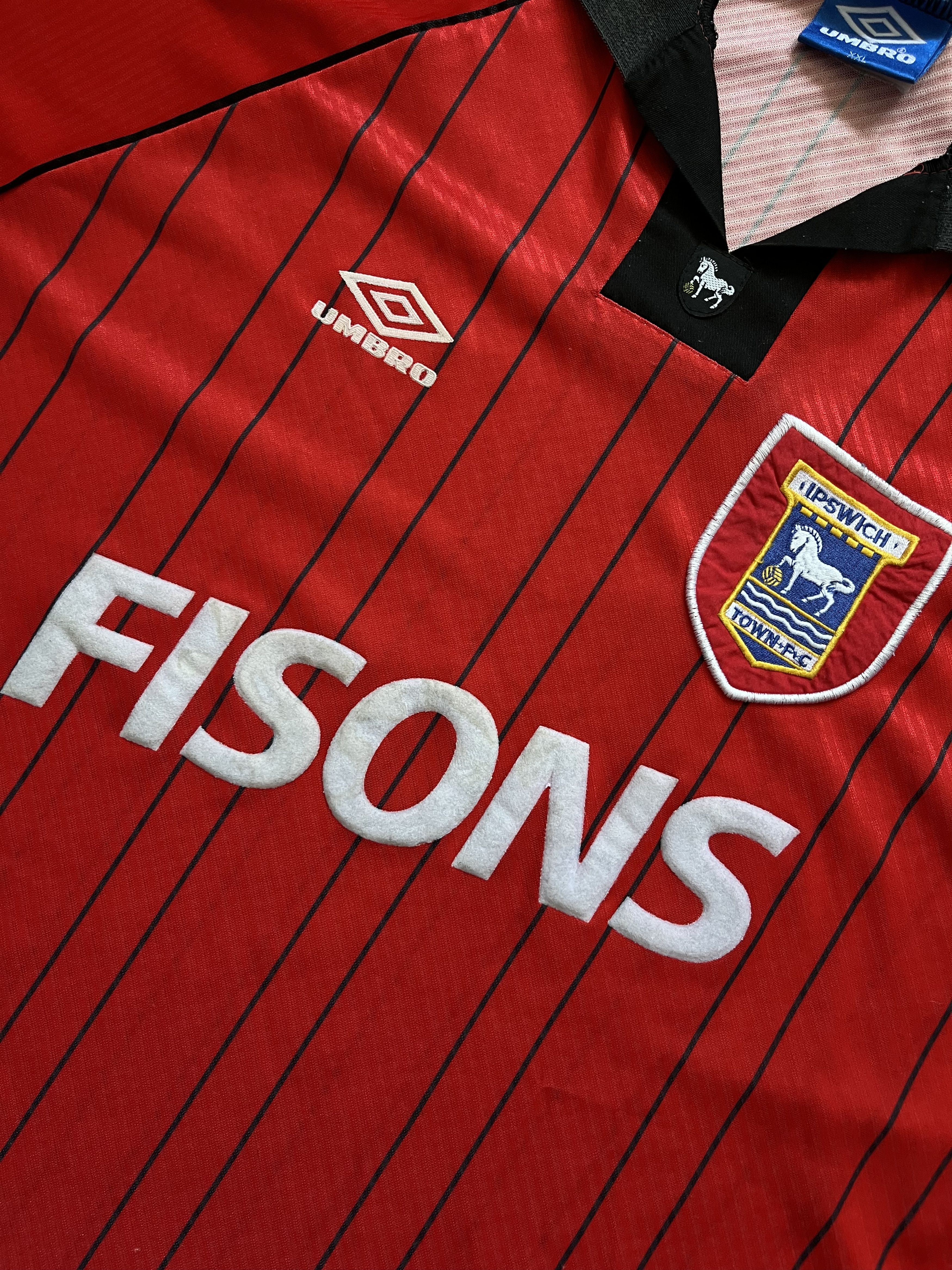 Umbro Ipswich Town Soccer Jersey Umbro Football Shirt RARE 1993/95 Size US XXL / EU 58 / 5 - 7 Thumbnail