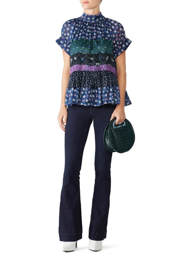 Opening Ceremony Opening Ceremony Navy Floral Blouse Size XS / US 0-2 / IT 36-38 - 1 Thumbnail