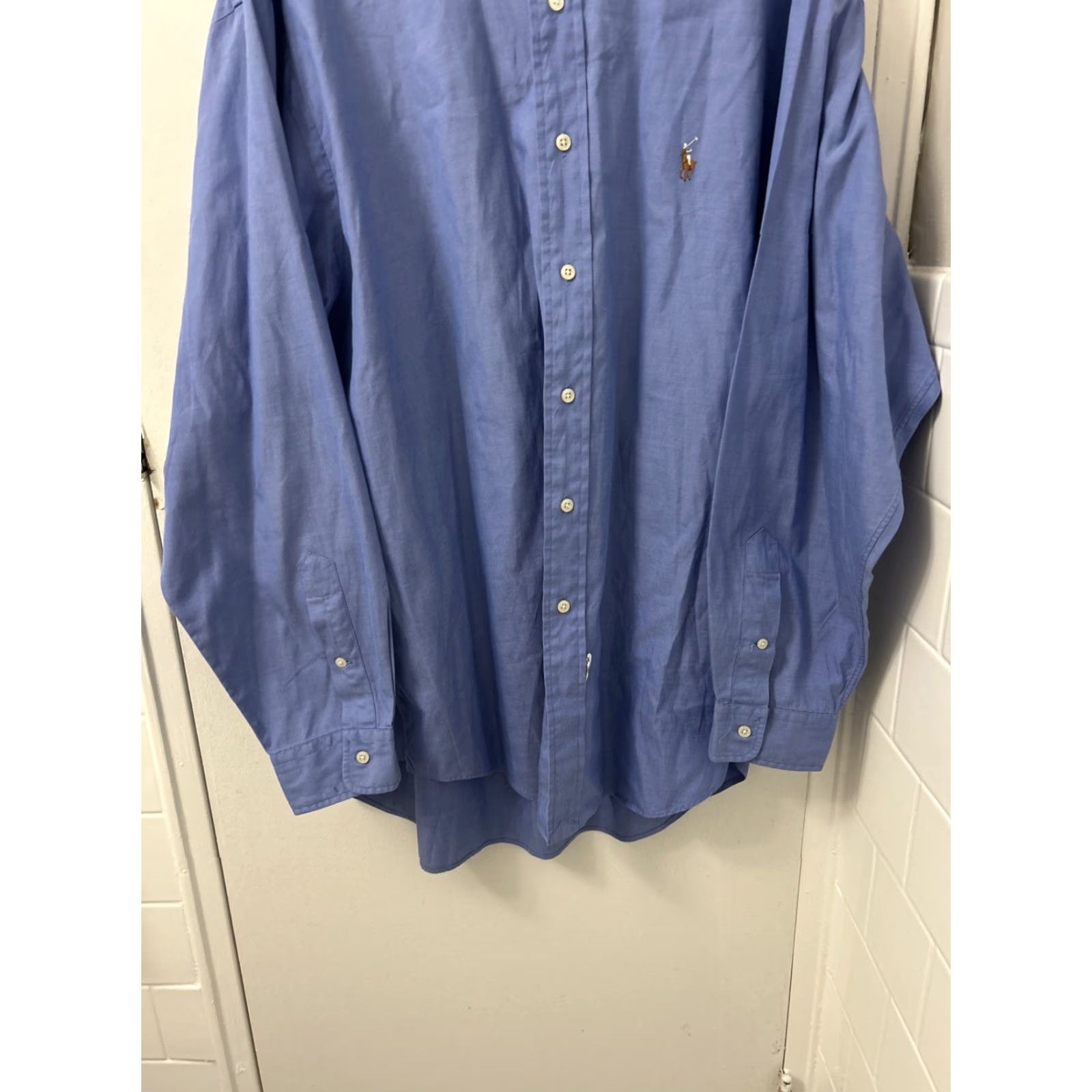 Polo Ralph Lauren Ralph Lauren Shirt Mens 17-35 Blue Button-Down Long Sleeve Pinpoint Oxford L/S Collared Button-Up Regular Size US XL / EU 56 / 4 - 3 Thumbnail