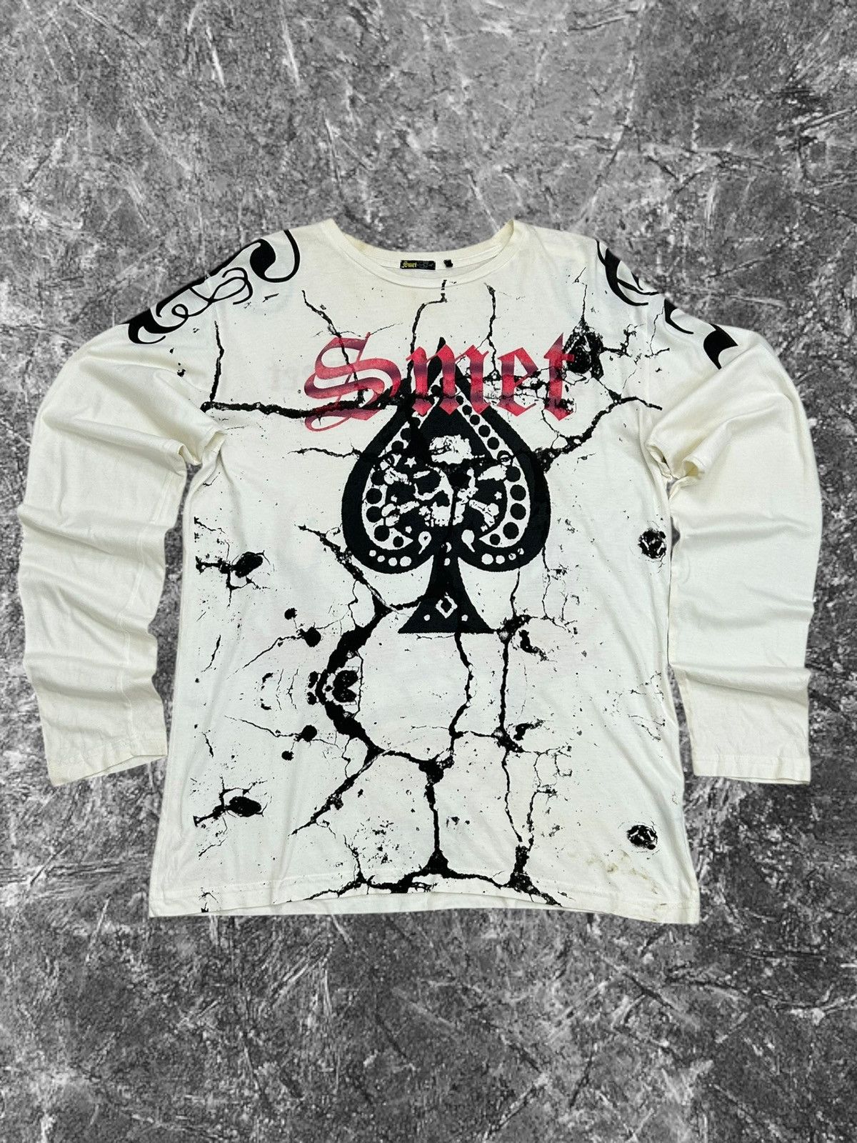Designer Smet – Distressed Spade Graphic, Gothic Vintage Look Size US L / EU 52-54 / 3 - 1 Thumbnail